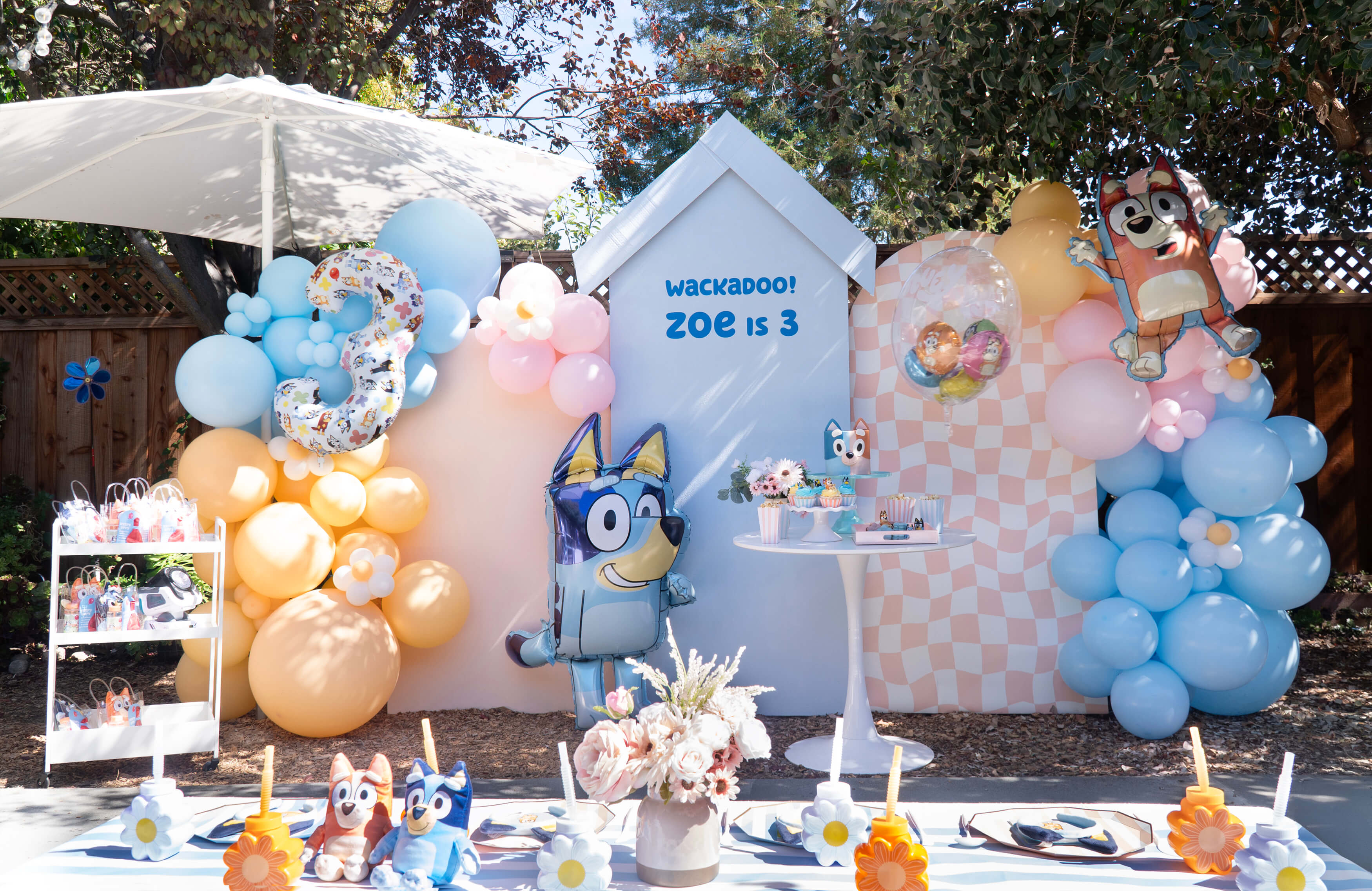 Kid's Bluey themed birthday party decorations styled by Momo Party