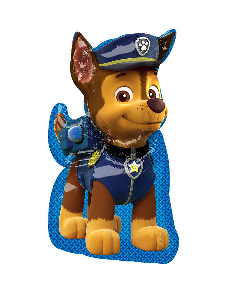 Paw Patrol Chase Shape Foil Balloon by Anagram Balloon. This SuperShape Supershape balloons indicate the large size, it is a must have for your kid's Paw Patrol theme Birthday Party