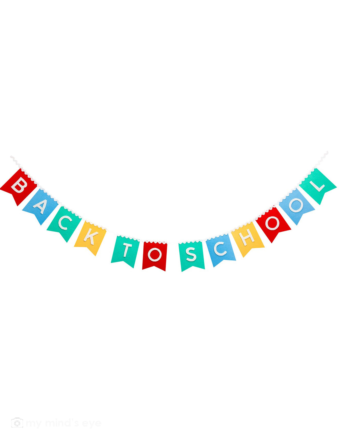 Momo Party's 6ft colorful 'Back to School' felt banner by My Mind's Eye on a white background.