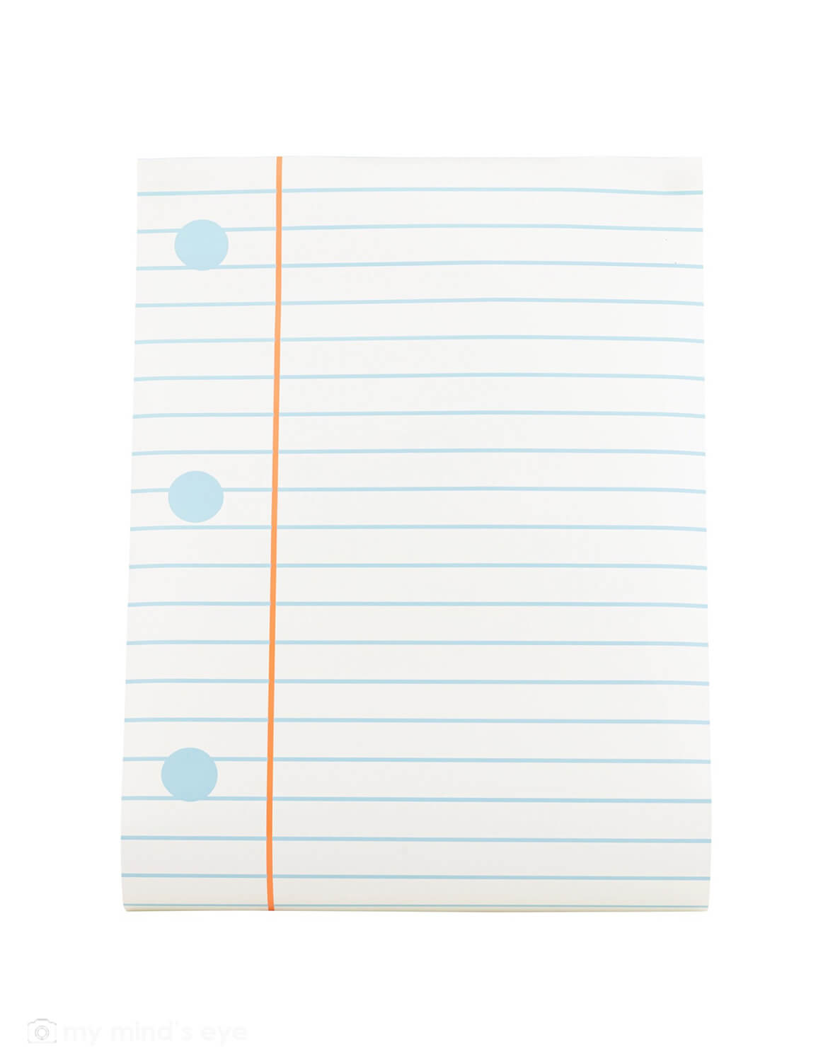 Momo Party's 16" x 120" school notebook lined paper table runner with blue lines and blue dots by My Mind's Eye on a white background.