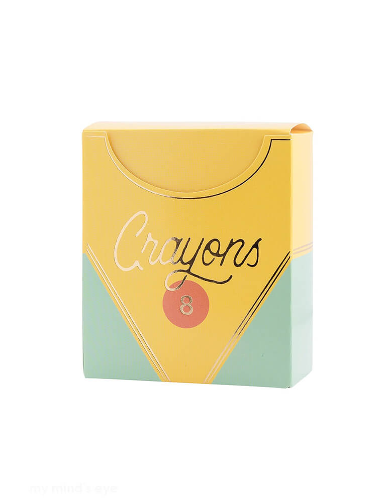 Momo Party's 3" x 3.5" x 1.5" Crayon Treat Boxes by My Mind's Eye. Comes in a set of 8 boxes, these fun and unique treat boxes will surely be a hit with kids and adults alike. Perfect for any occasion, these boxes are sure to make your party stand out.