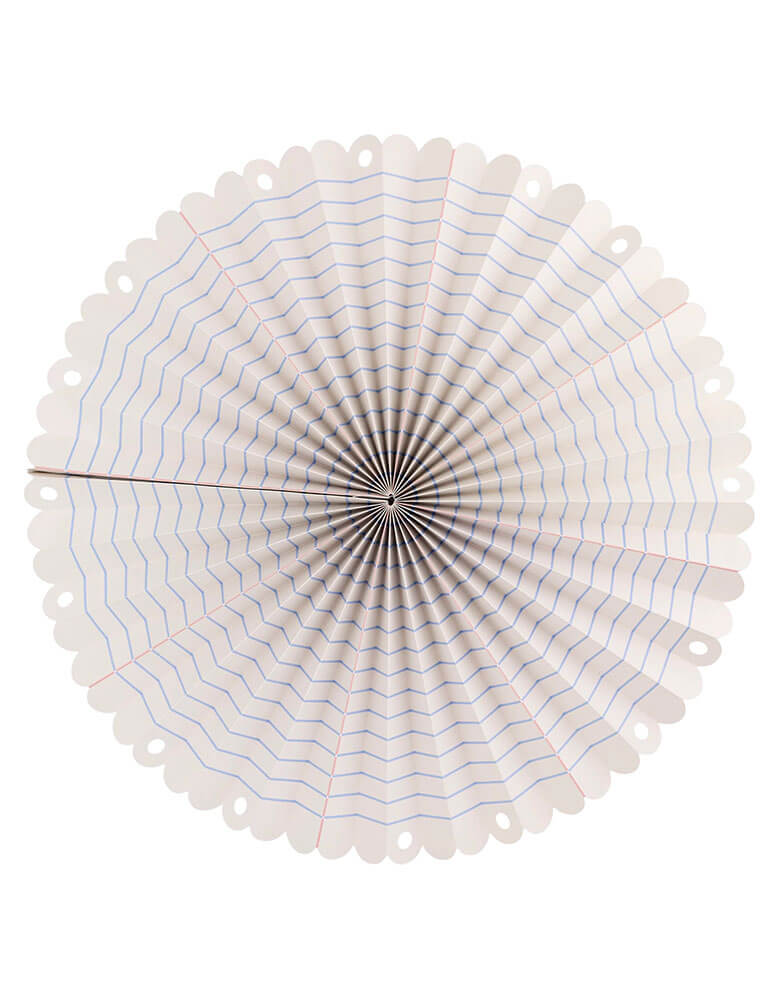 Momo Party's Back to School Fan Set by My Mind's Eye. Featuring various sizes of party fans of One 17", 11", 8" fans, two 14" fans in the design of composition notebook, pencil, apple, equation pattern and notebook, this fun and whimsical set includes an assortment of fans, perfect for decorating for a back to school party. Show off your unique style with this must-have fan set.