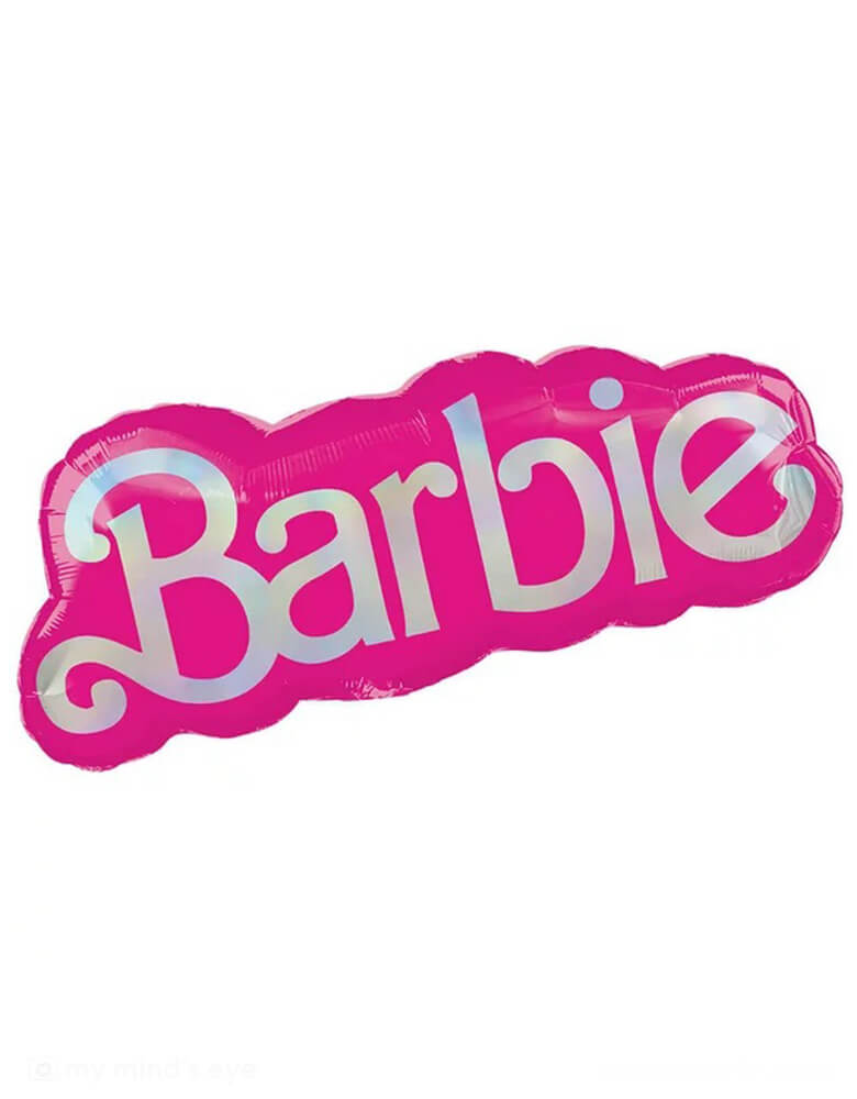 Momo Party 32" Barbie-Logo-Foil-Balloon by Anagram Balloons. Bring your Barbie party to life with this 32 inch uniquely shaped Barbie foil mylar balloon! This balloon features The Barbie Logo and is perfect for using in a Barbie themed balloon bouquet. Pair with some of our other Barbie foil mylar and latex balloons for a great design! This balloon includes a self-sealing valve, preventing the gas from escaping after it's inflated. 