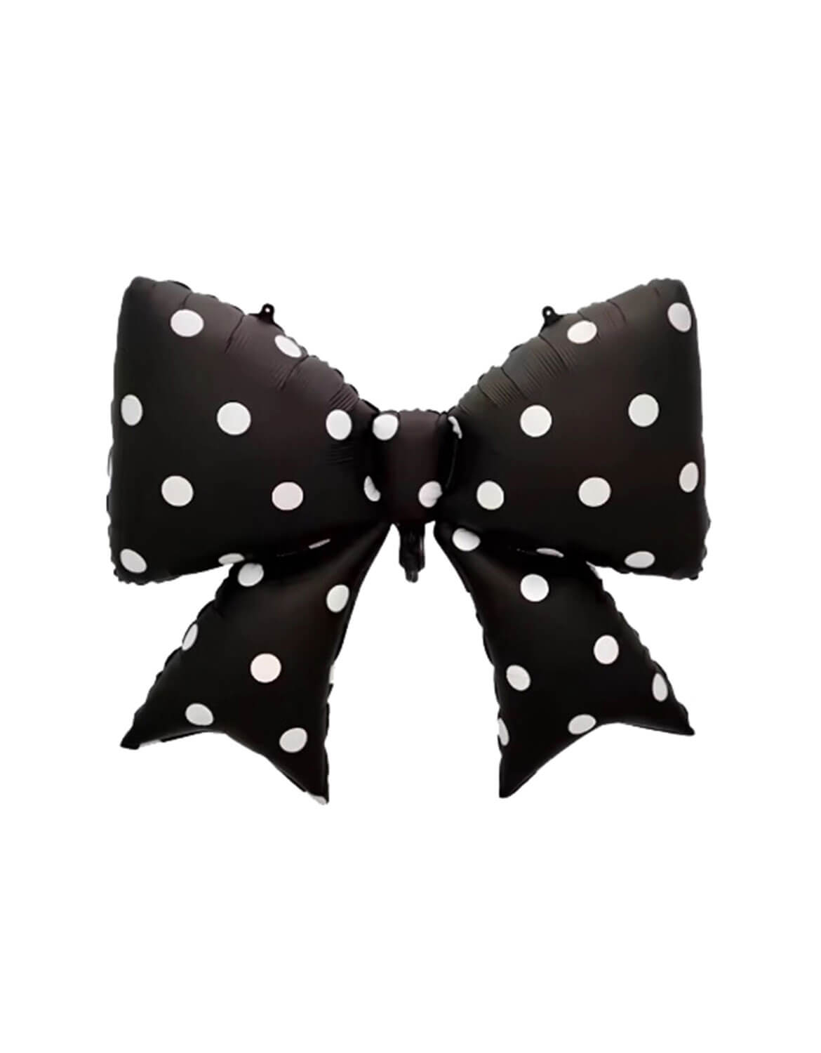 Momo Party's 38" Black Polka Dot Bow Shaped Foil Mylar Balloon against a white background.