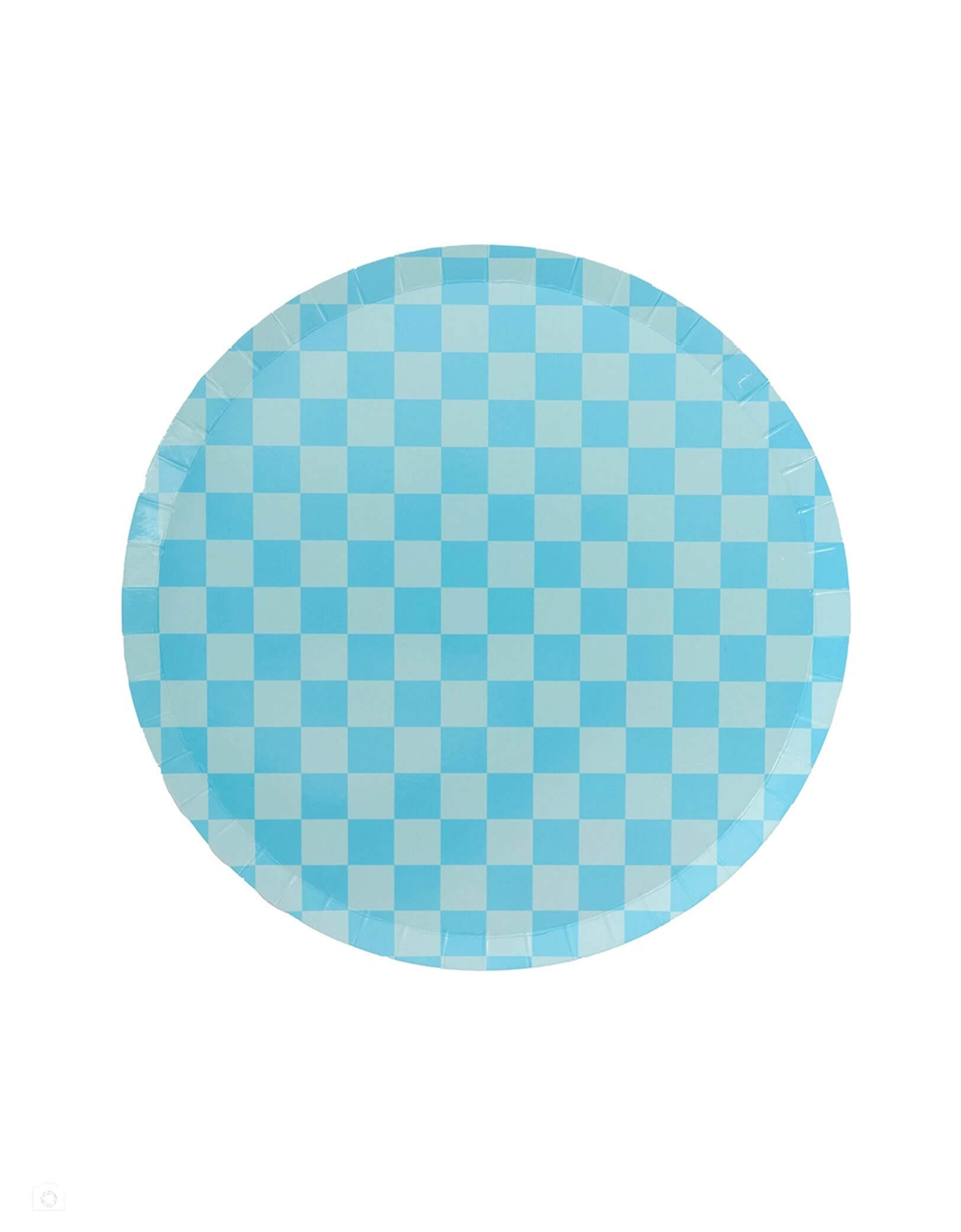 Momo Party's 8' Check it! Blue Checkered dessert plates by Jollity Co. Inspired by the classic skater shoe, this Check It collection is sure to make your party checklist! The two-tone plates and checkered print dessert plates are perfect for mixing and matching with your favorite party pieces or used as stand-alone items.