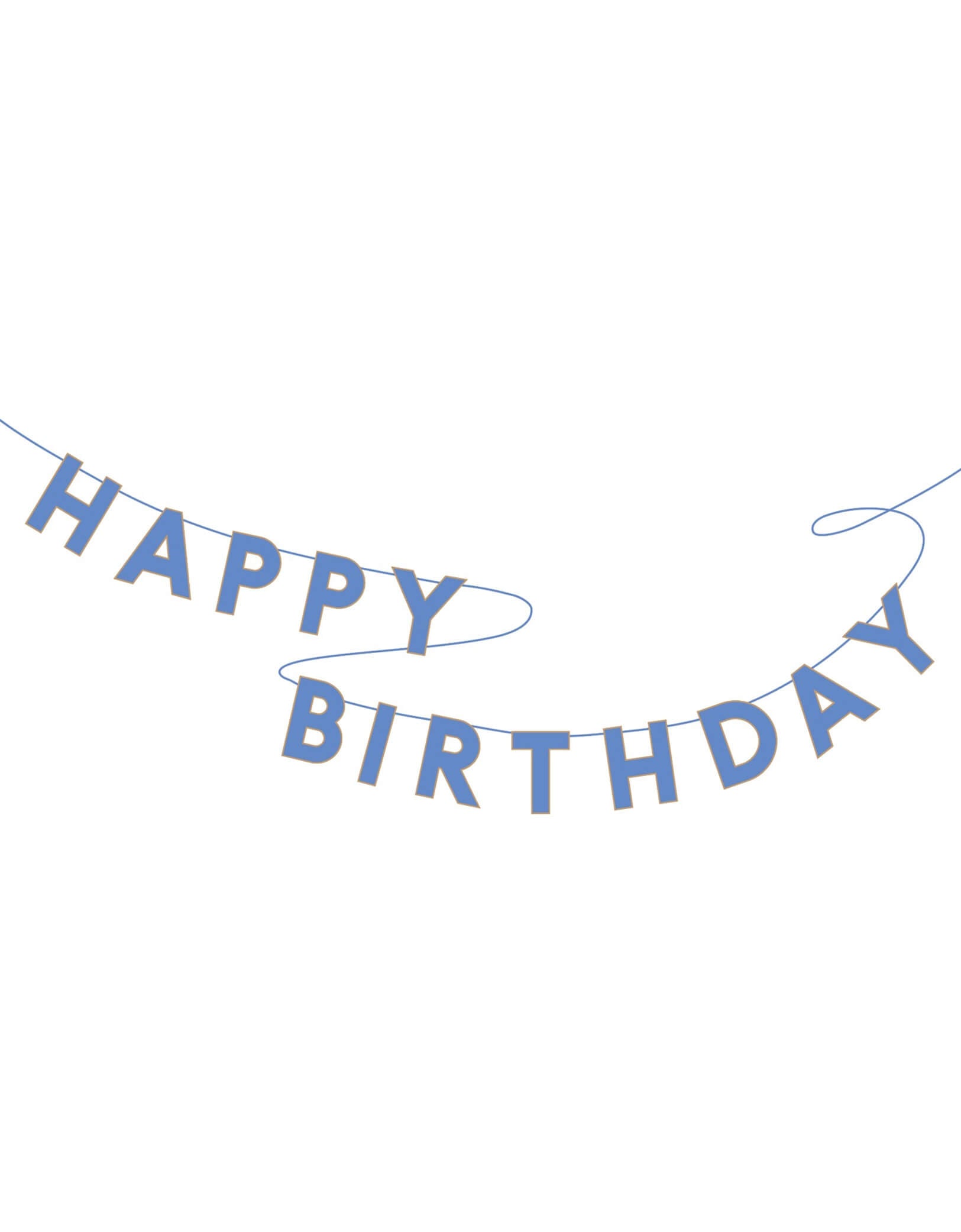 Momo Party's 7' blue 'Happy Birthday' banner by Bonjour Fete on a white background.