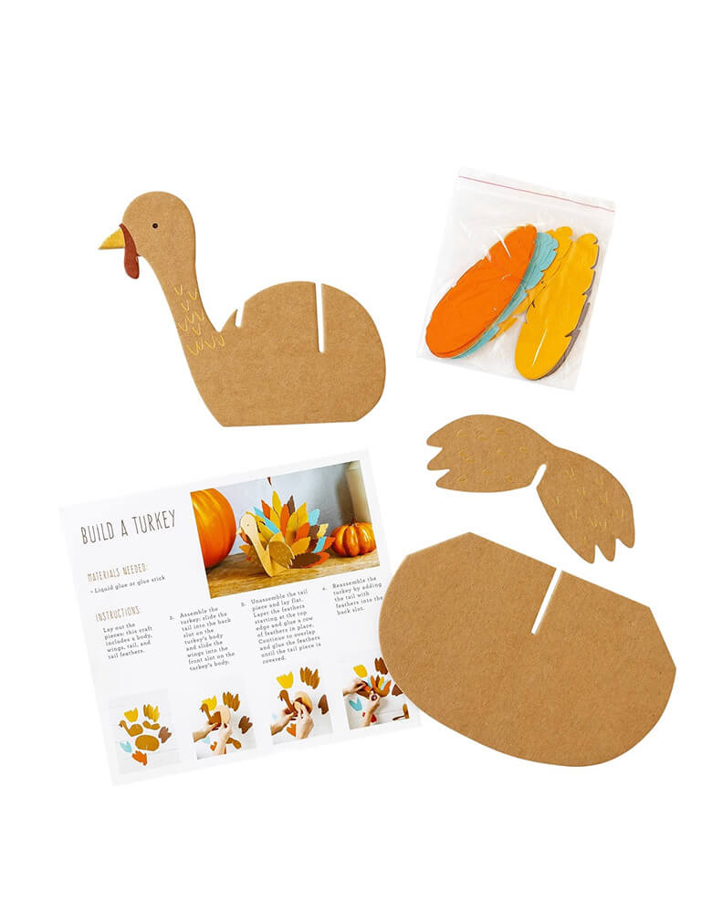 Momo Party's build a turkey paper craft kit by My Mind'e Eye. Make the fall season fun and educational with this Turkey DIY Project Kit! Kids will love crafting this turkey-shaped showpiece all by themselves, while learning the perfect way to celebrate the season!