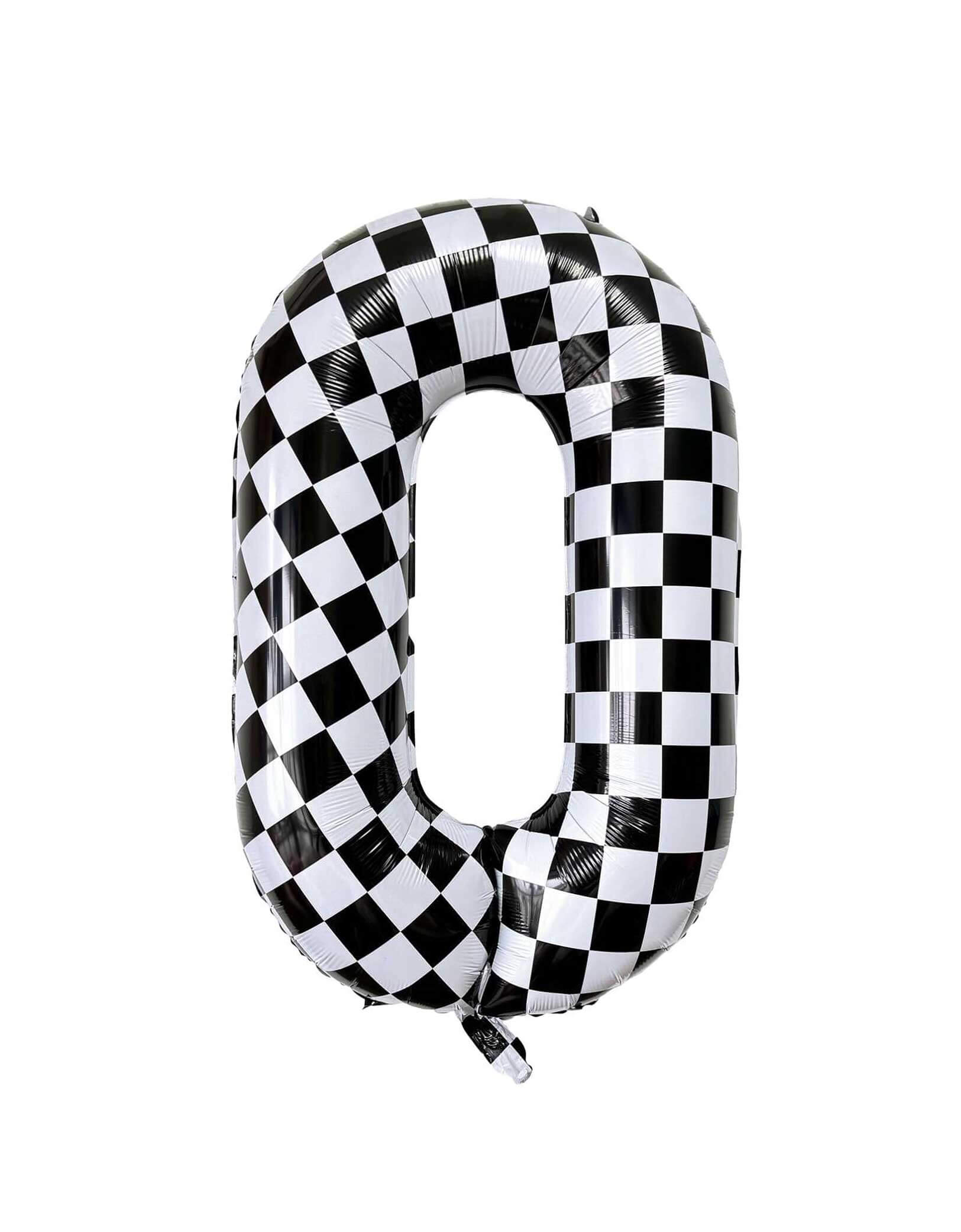 Large Number Checkered Foil Mylar Balloon
