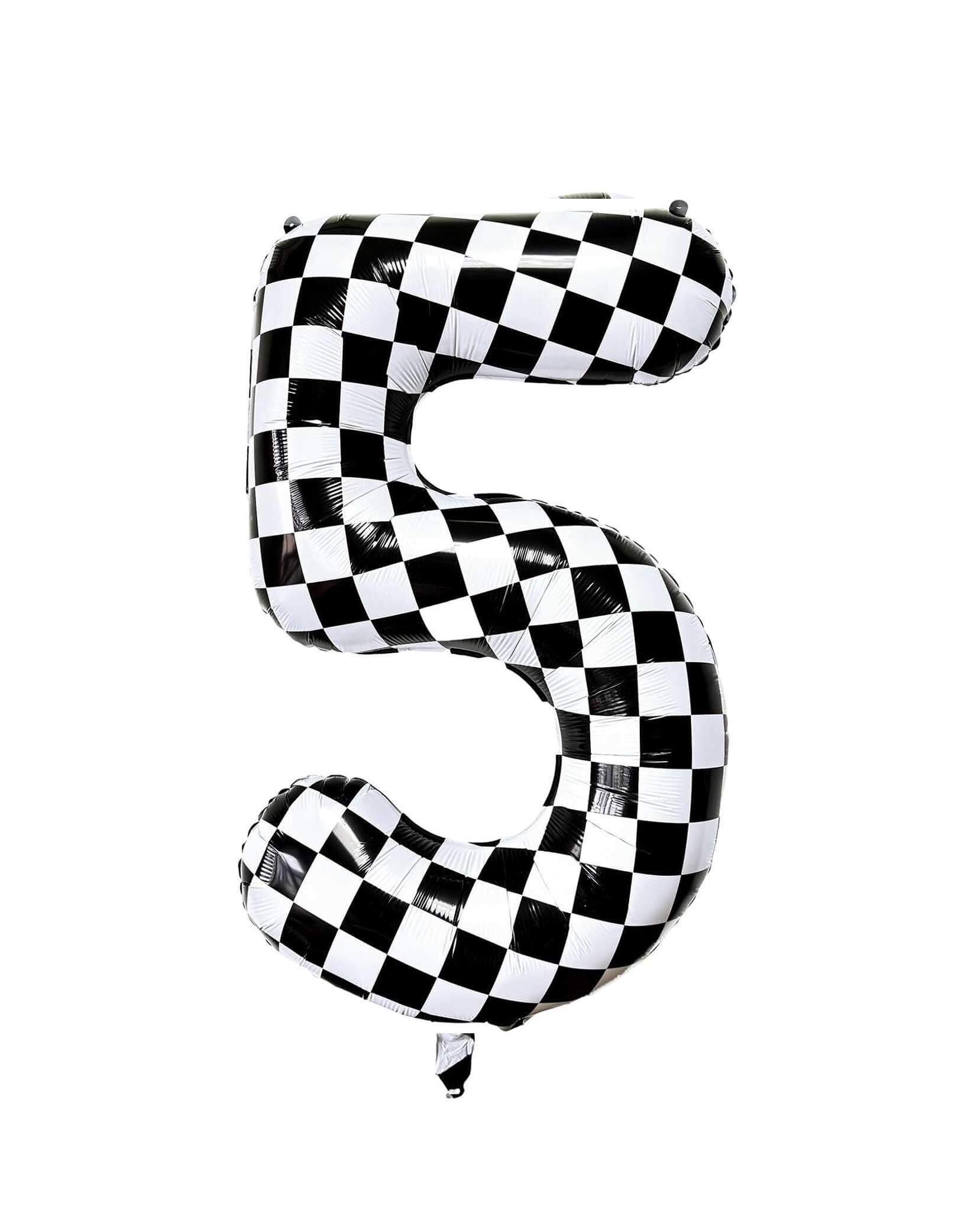 Large Number Checkered Foil Mylar Balloon