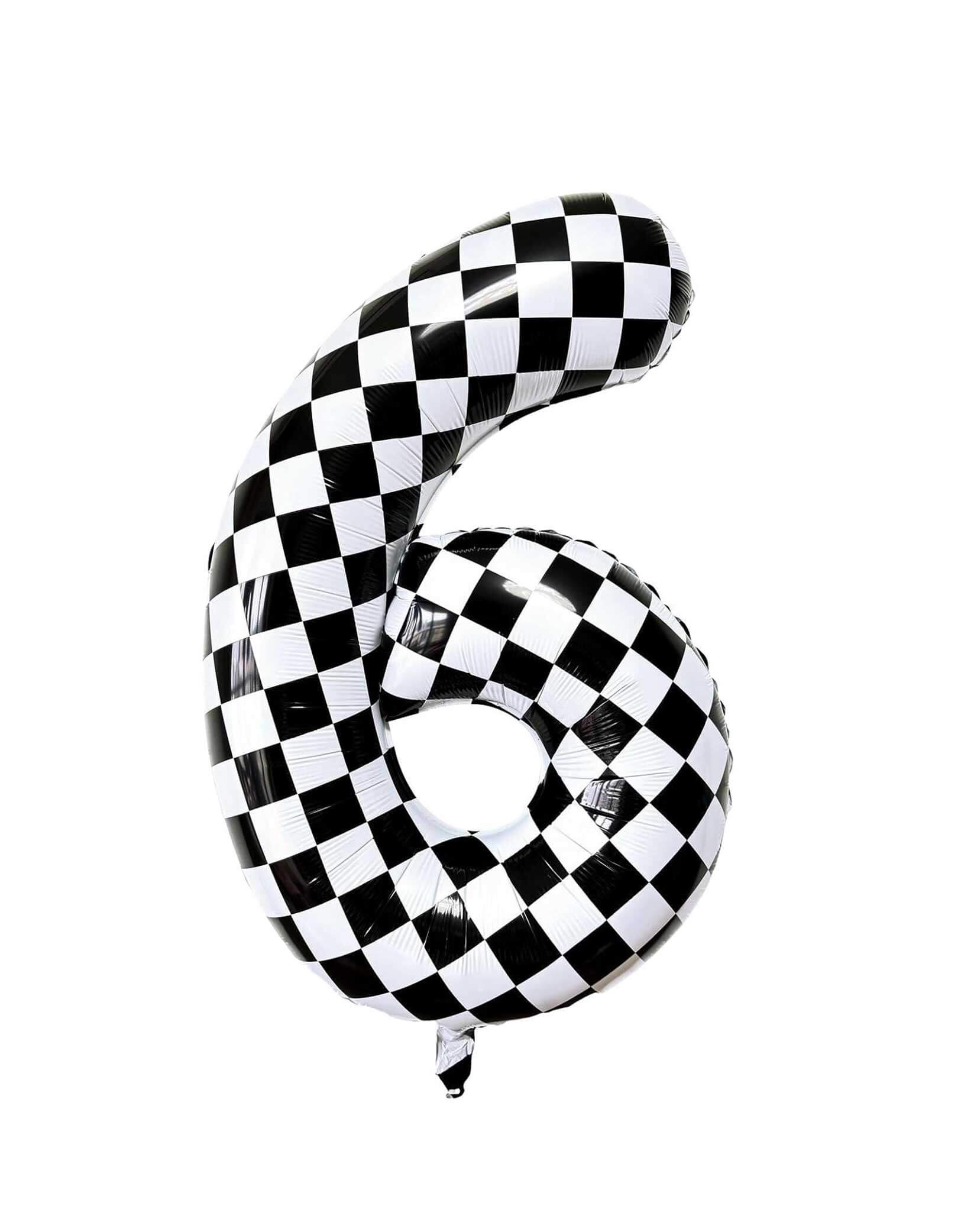 Large Number Checkered Foil Mylar Balloon