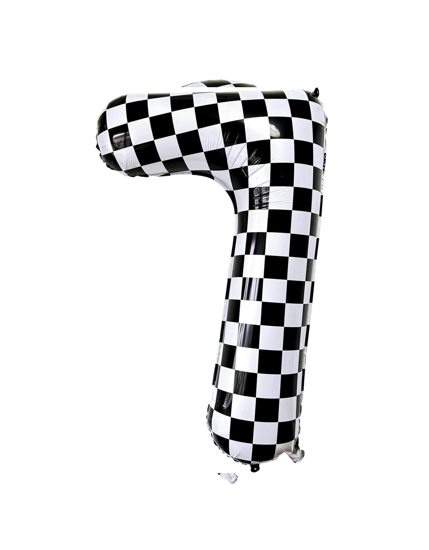 Large Number Checkered Foil Mylar Balloon
