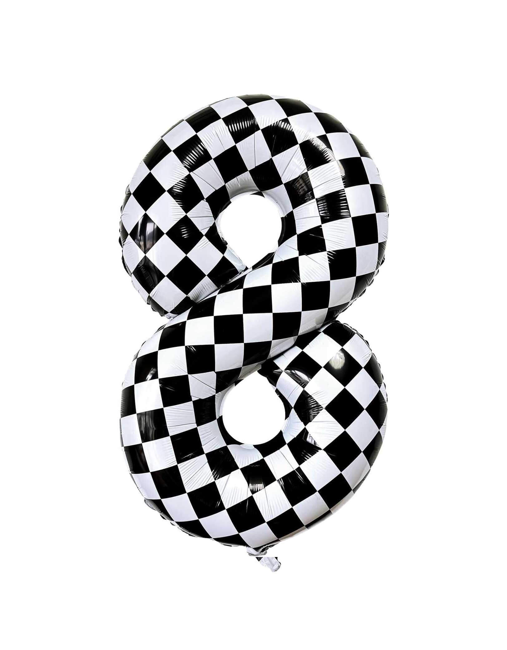 Large Number Checkered Foil Mylar Balloon