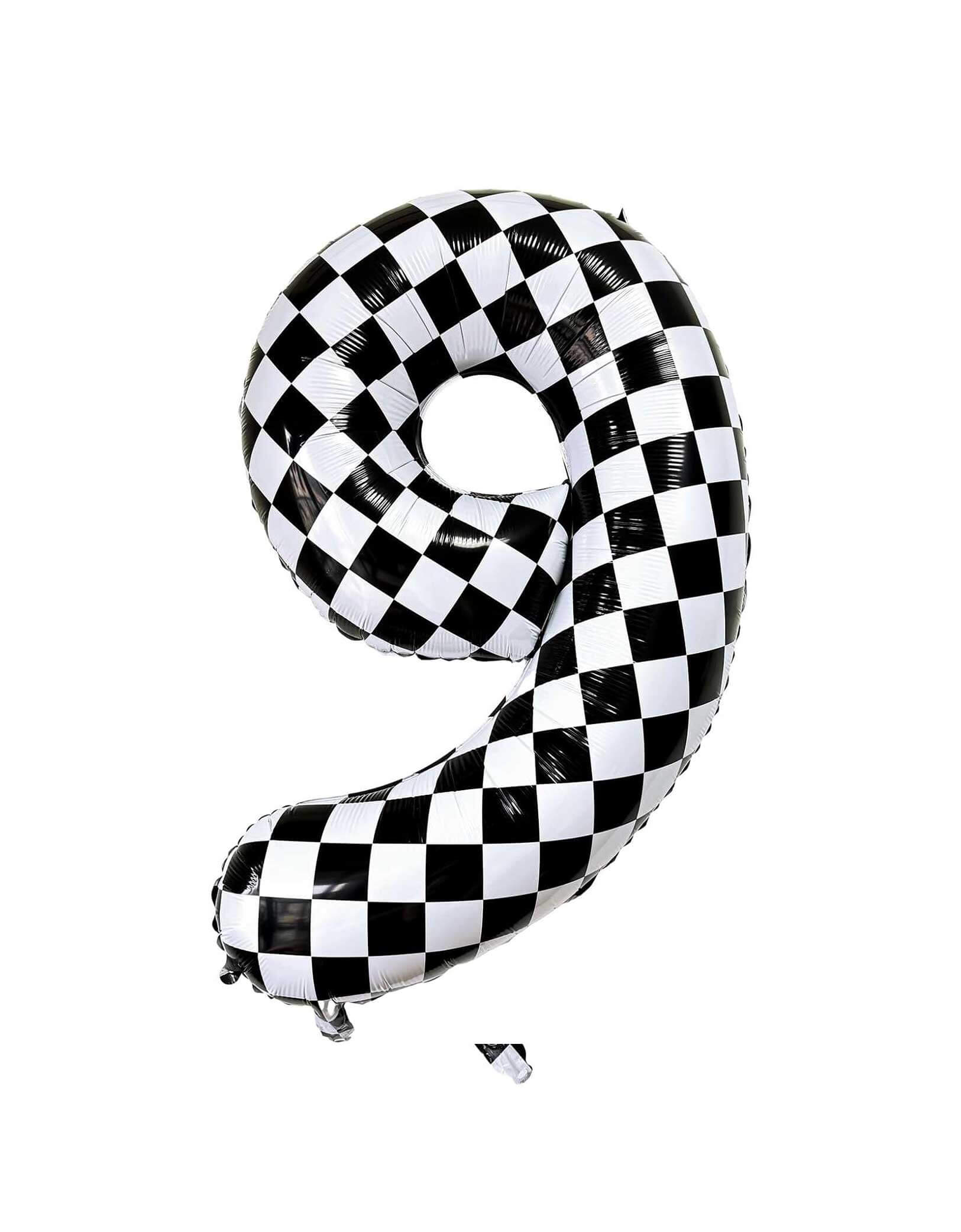 Large Number Checkered Foil Mylar Balloon