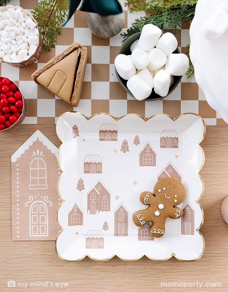 Gingerbread Checkered Table Runner