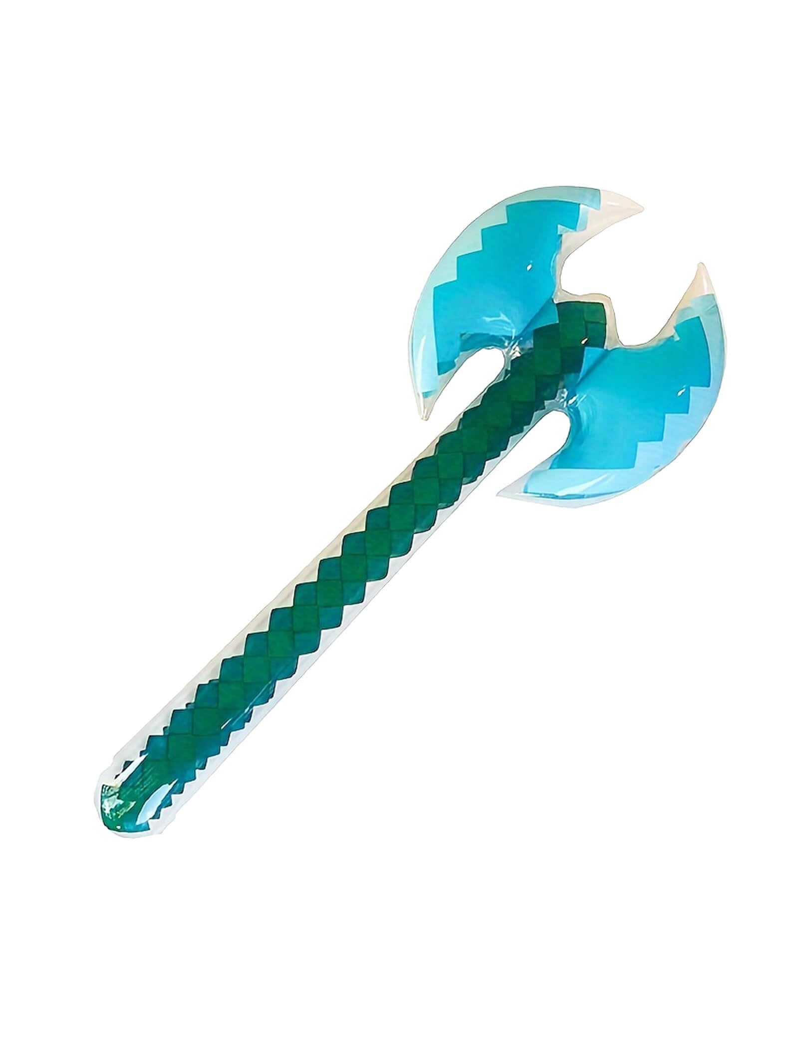 Momo Party's Minecraft themed Party Inflatable. This Craft Pixel Style Axe Inflatable with double bit axe in Blue color are perfect for Minecraft themed party favor, Photo prop for party activities, Pool party and Minecraft Halloween Costumes.