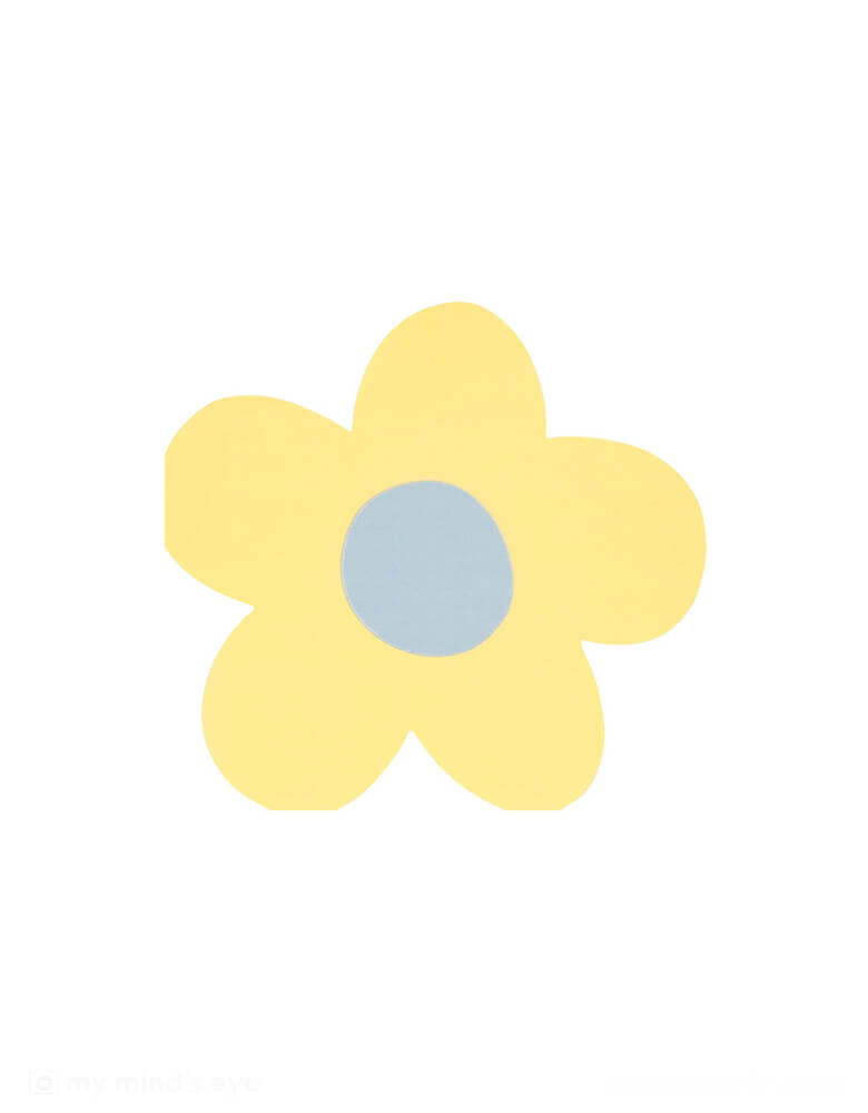 Momo Party's 6.5" x 6" daisy shaped napkins by Meri Meri. Comes in a set of 16 napkins in 8 colors: pink, pale pink, peach, yellow, mint, ivory and blue mixed with co-ordinating colored centers, these 90s-inspired daisy napkins will add instant joy to any party. They're ideal for picnics, garden parties or anywhere you want a perfectly pastel color theme.