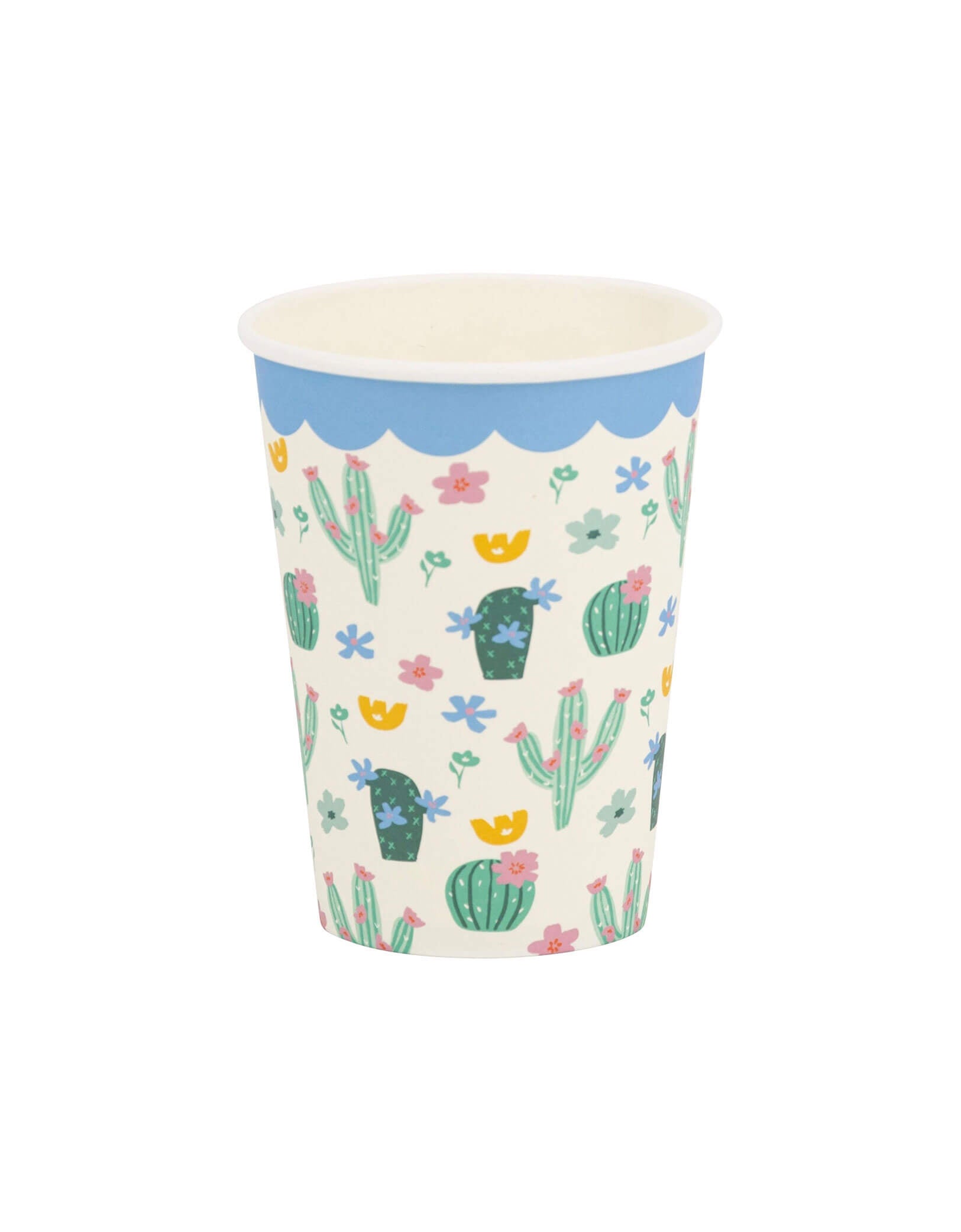 Momo Party's 12 oz Fiesta Cacti Paper Cups by My Mind's Eye. Add a touch of fun to your party with these Fiesta Cacti Paper Cups! Featuring a playful fiesta cactus pattern, this paper cup is perfect for all your party needs. Cheers to a good time with this festive and colorful cup!