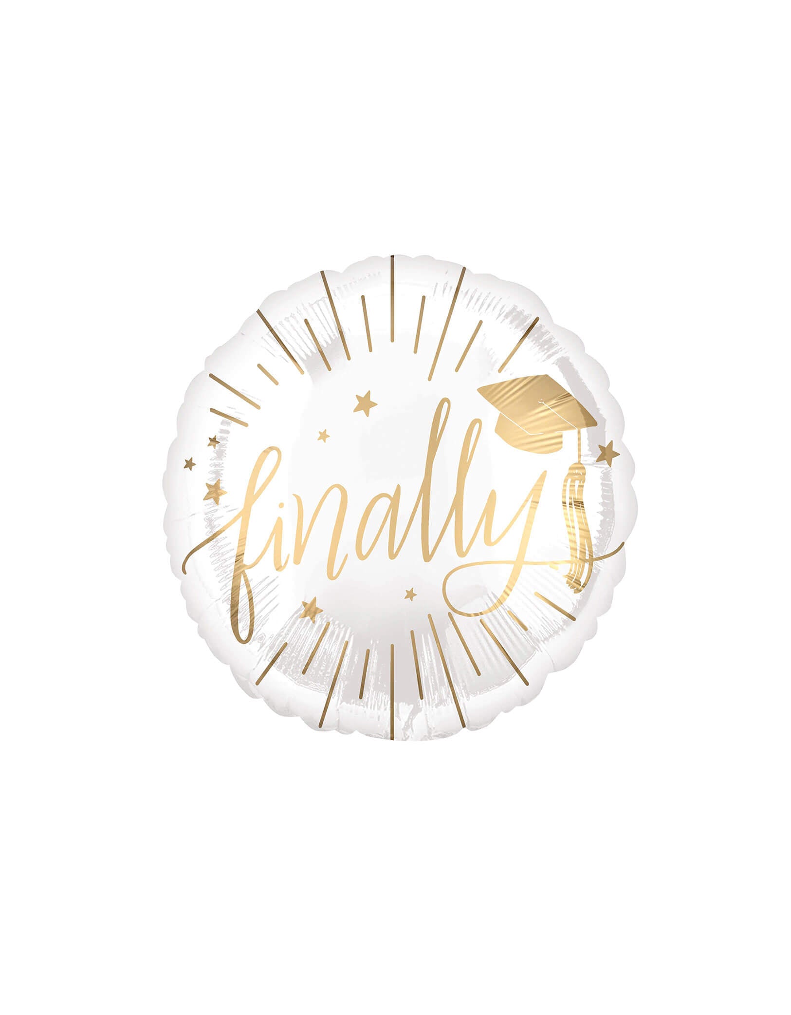 Momo Party's 17" Junior Finally Graduation Foil Mylar Balloon by Anagram Balloons. Add this elegant junior foil balloon to your graduation party! This balloon includes a self-sealing valve, preventing the gas from escaping after it's inflated. The balloon can be inflated with helium to float or with a balloon air inflator. 