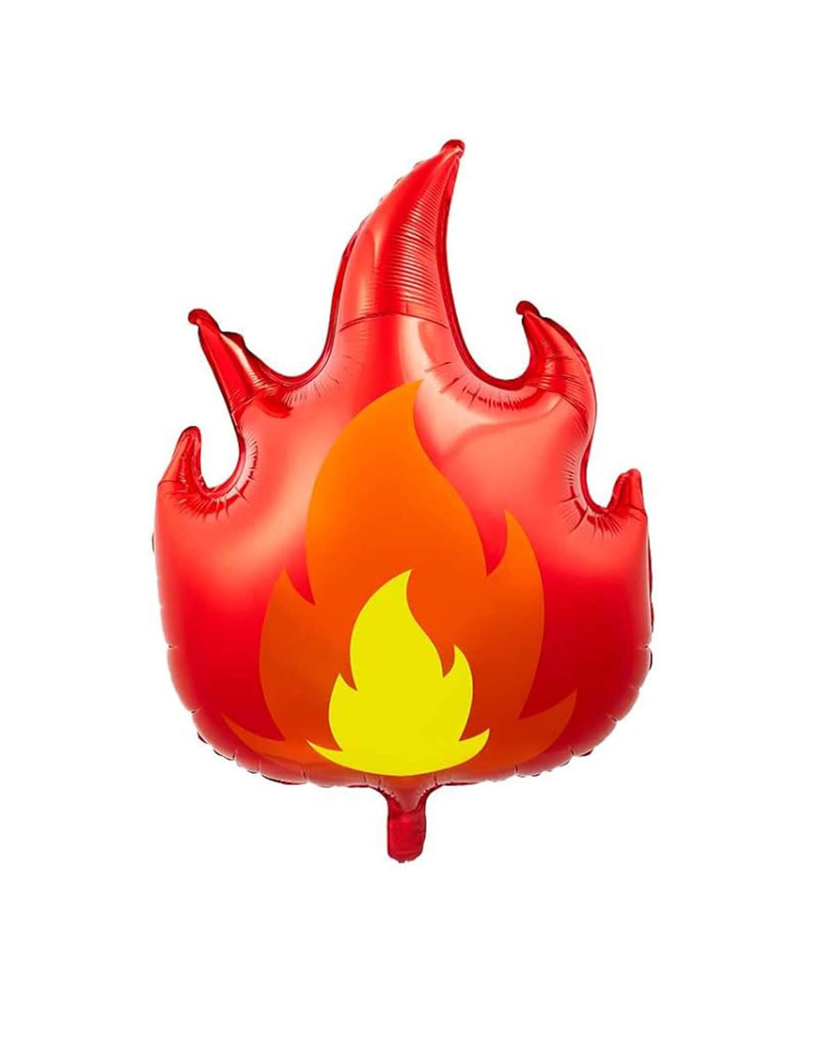 Momo Party's 32" Fire Flame Shaped Foil Balloon. Elevate your child's fire truck inspired birthday celebration or Monster Truck themed party with this awesome flame shaped foil balloon. Complete with a self-sealing stopper to keep the air in, this balloon can be filled with either helium or a balloon inflator.