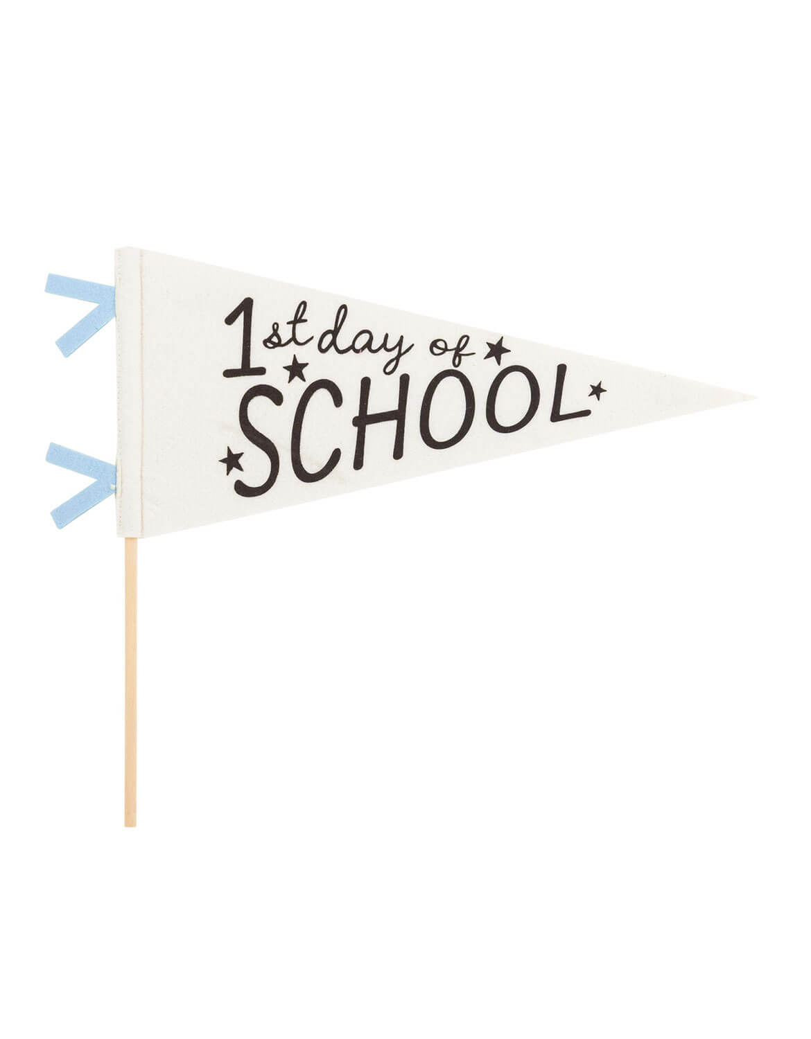 Momo Party's white felt party pennant with '1st day of School' on it by My Mind's Eye on a white background.