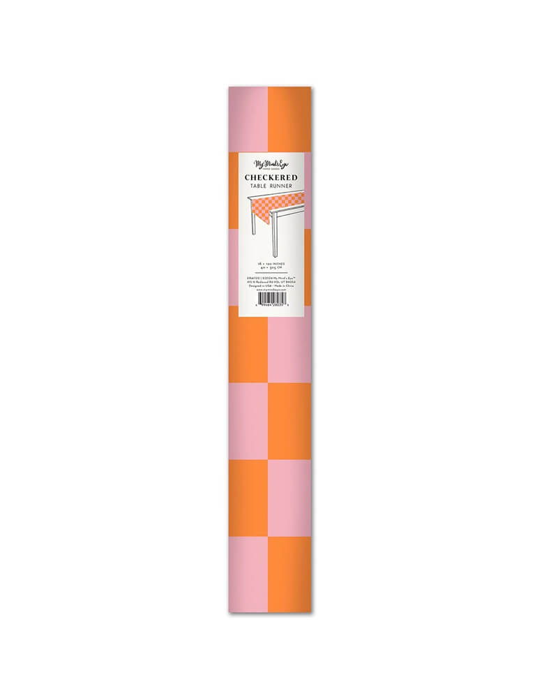 Orange and Pink Checkered Table Runner