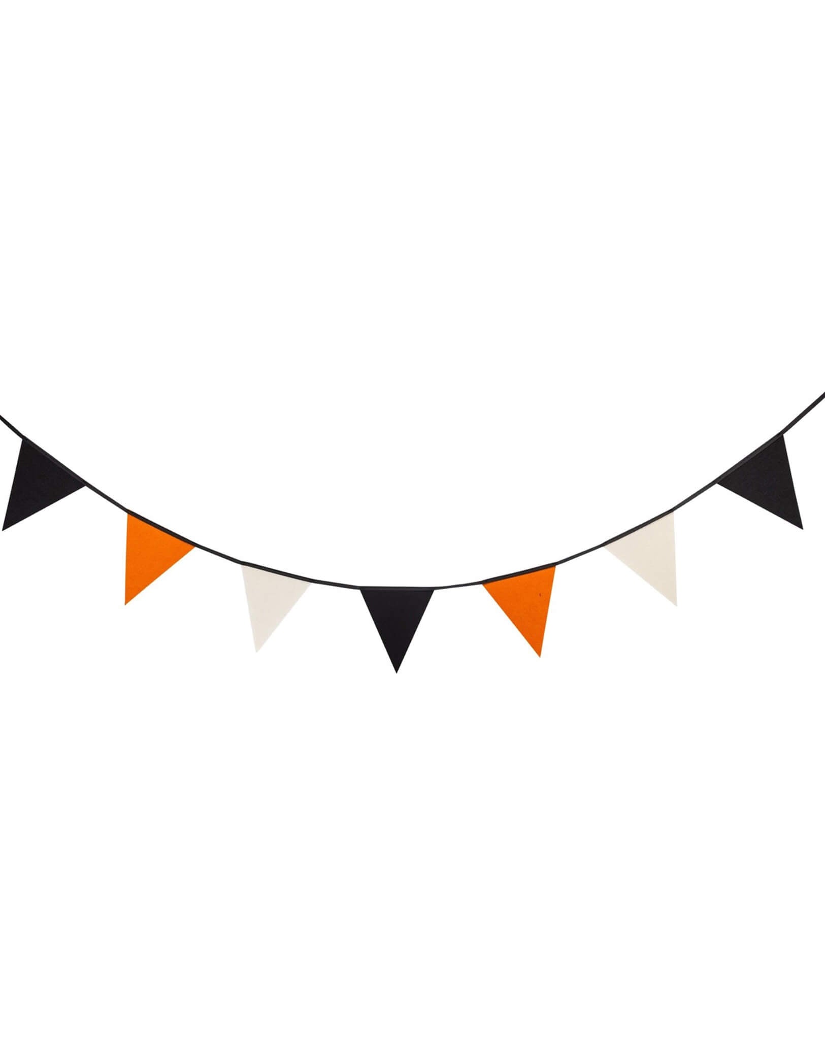 Momo Party's 6' Halloween-themed felt bunting banner with black, orange, and white flags on a white background by My Mind's Eye.