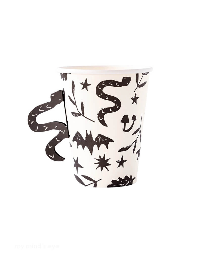 Momo Party's 12 oz Snake Handle Party Cups by My Mind's Eye. These spooky cups not only come in a fun snake handle design, but they will also make your party stand out in a unique way. Don't settle for boring party cups, add a touch of fun with these cups!