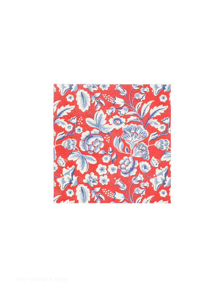 Momo Party's 5" x 5" Hamptons Floral Paper Small Napkins by My Mind's Eye. Featuring a charming floral design and a hint of Americana, these napkins are sure to bring smiles to your guests' faces. Perfect for any occasion, these napkins are both practical and playful. They're perfect for an elegant Fourth of July celebration or Memorial Day party.