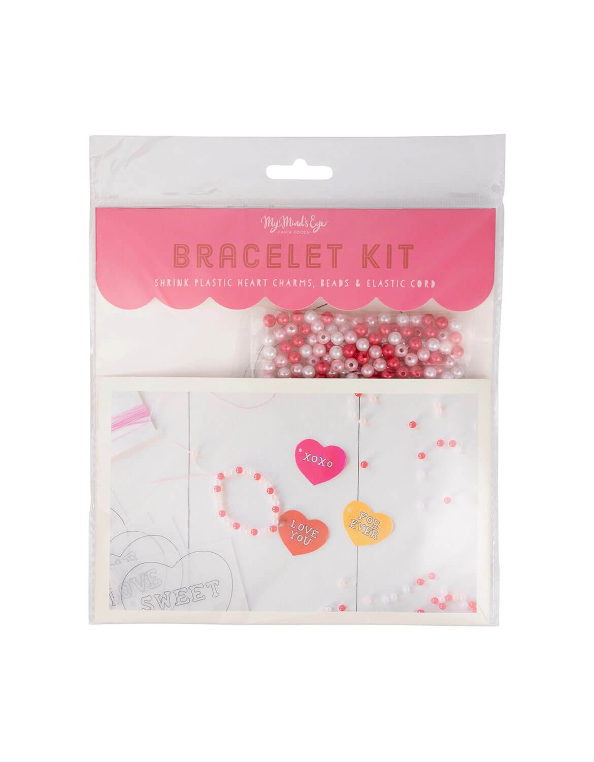 Momo Party's bracelet kit packaging with beads and charms on a white background.
