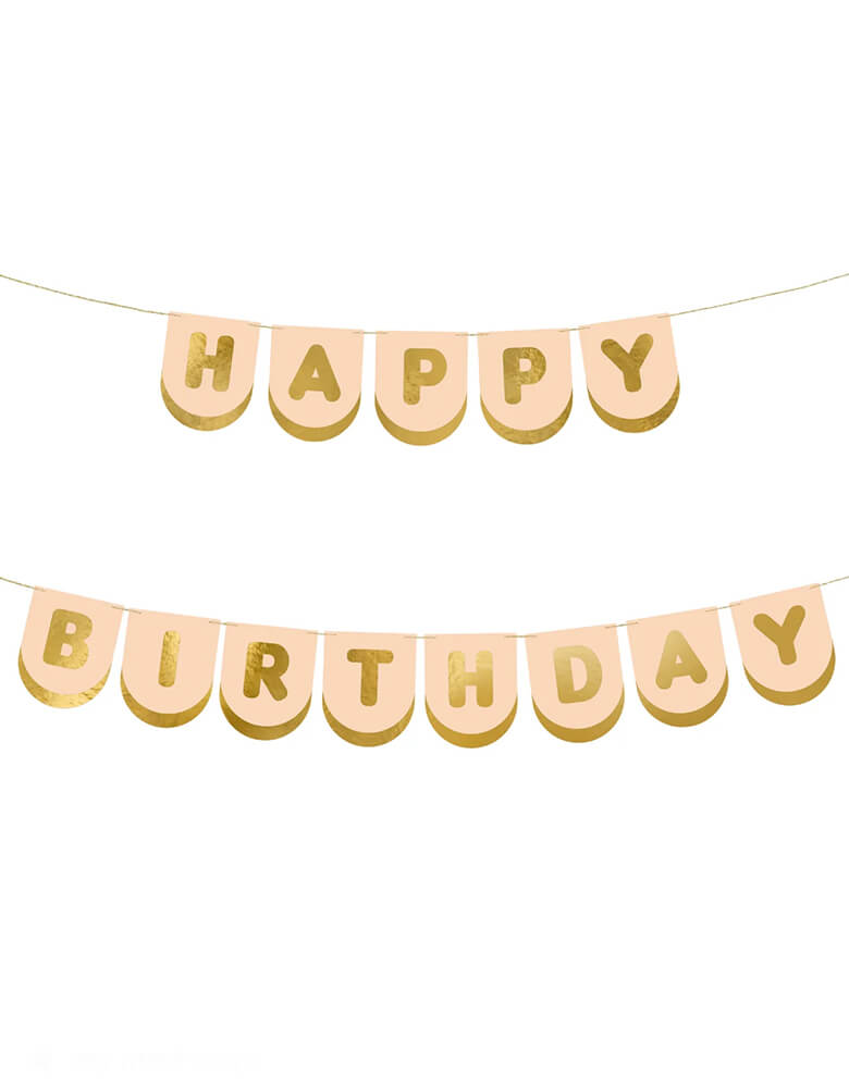 Giddy up and celebrate in style with this elegant Blush & Gold Foil Horseshoe Happy Birthday Banner! Featuring soft blush pennants cut in chic horseshoe curves, stamped with shimmering gold foil lettering, and trimmed with gleaming metallic gold edges, this garland adds a modern, sophisticated touch to any horse lover's celebration.