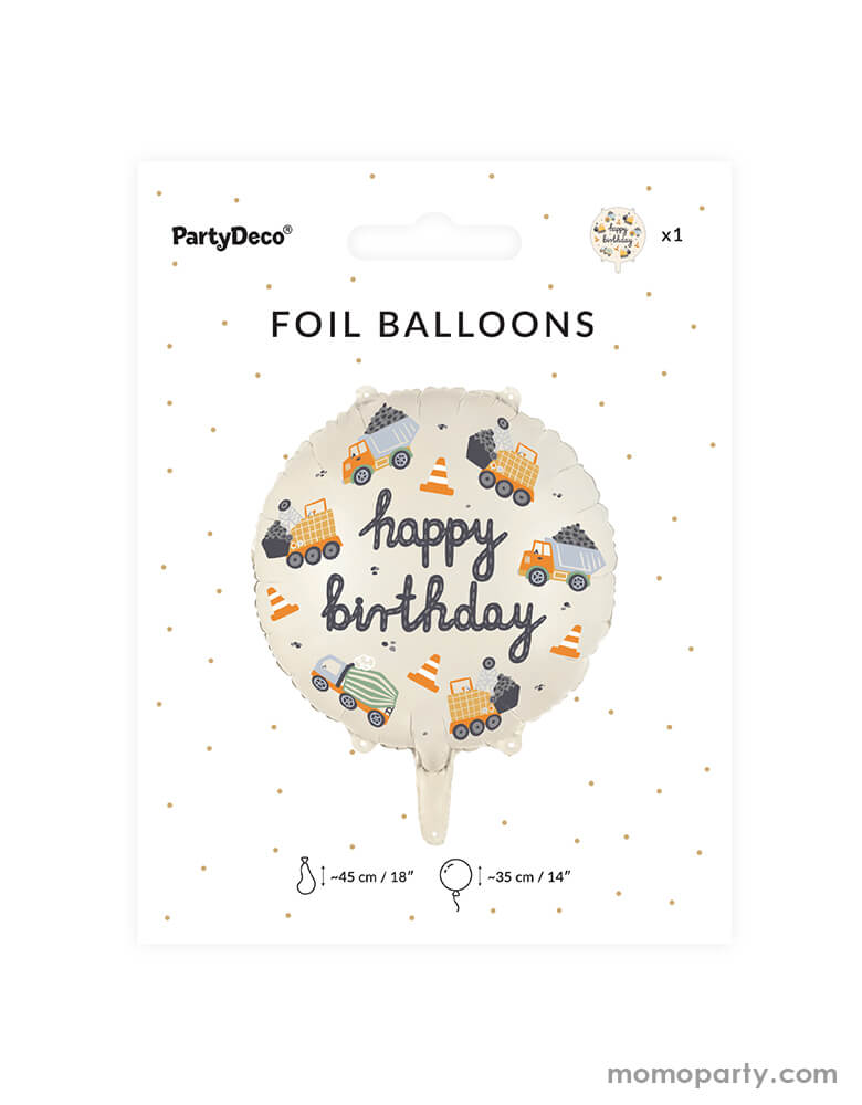 Junior Construction Trucks Round Foil Balloon
