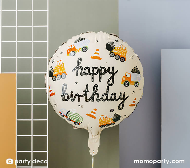 Junior Construction Trucks Round Foil Balloon