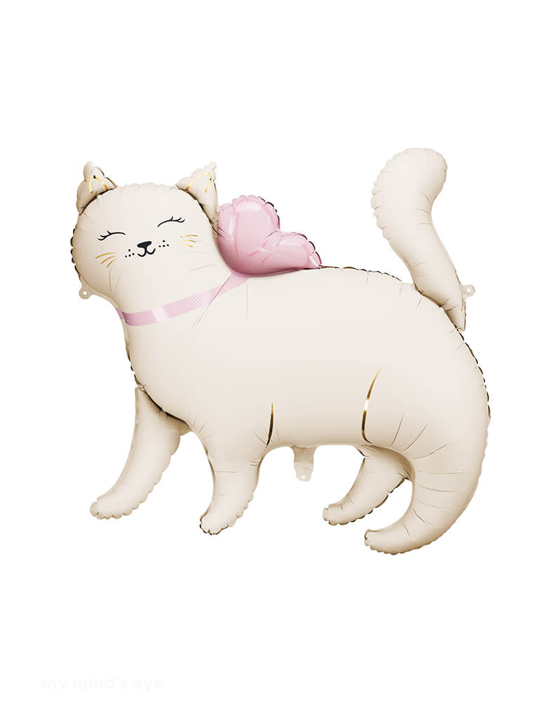 Momo Party's 32" x 30" Kitty Shaped Foil Balloon by Party Deco. This cute balloon is shaped like a kitty cat and comes in a soft pink color. It's the perfect party decoration for any cat lover!