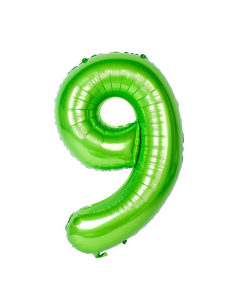 38 inches Large Number Green Foil Mylar Balloon in Number 9 by Momo Party