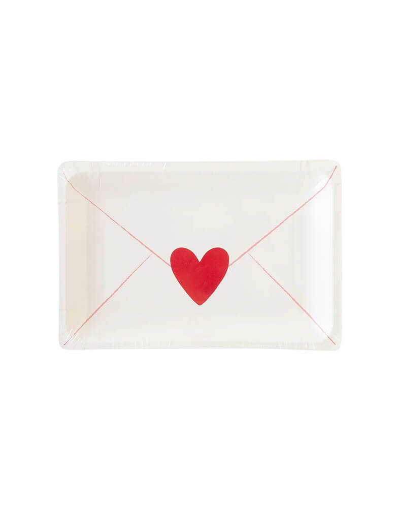 Momo Party's 10 x 7 inches Love Letter Shaped Paper Plates by My Mind's Eye. These Love Letter Shaped Paper Plates are ready to deliver your love with its envelope design. Express your emotions conveniently and in style on Valentine's Day. A romantic touch to any event!