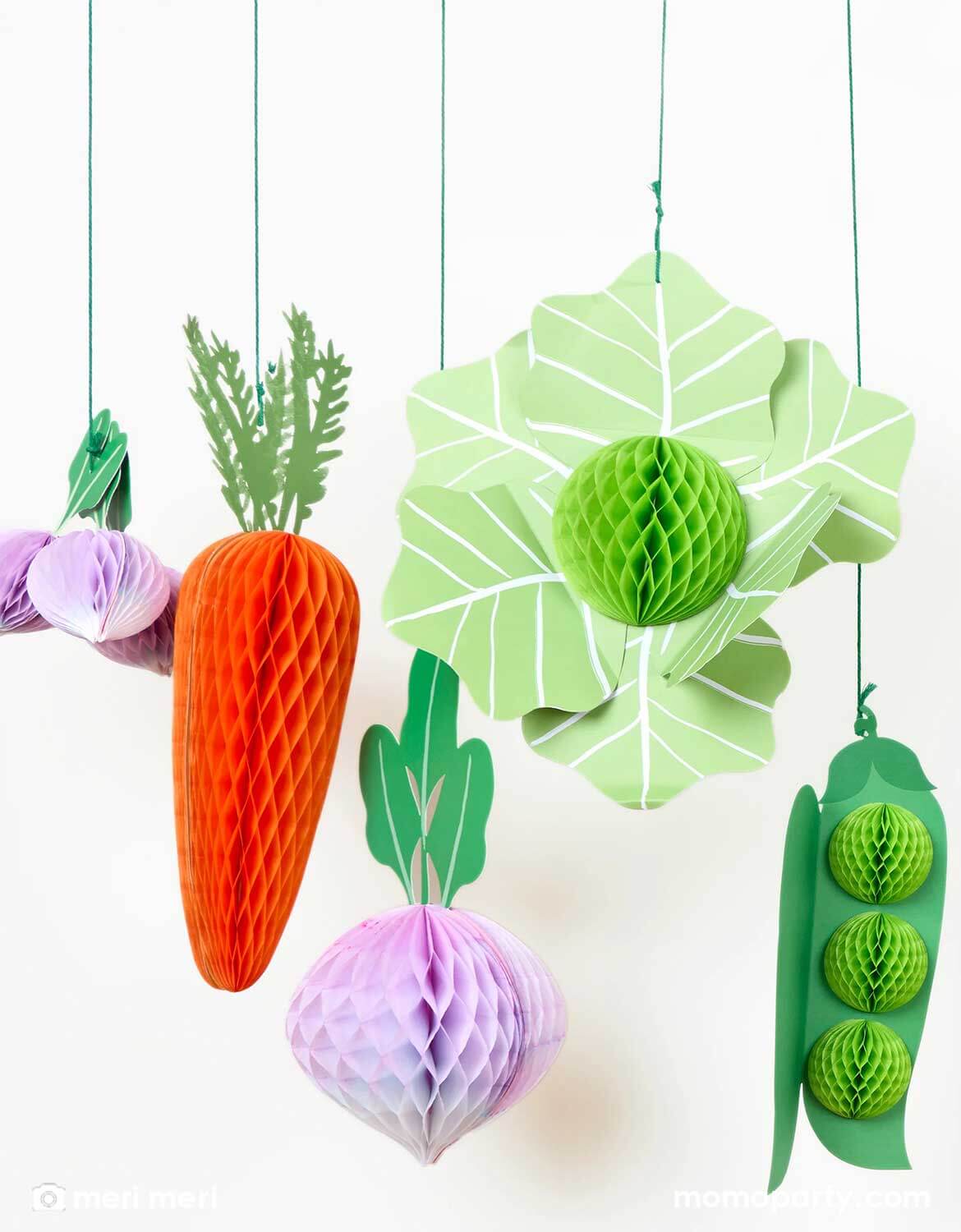 Giant Vegetable Honeycomb Decorations (Set of 10)