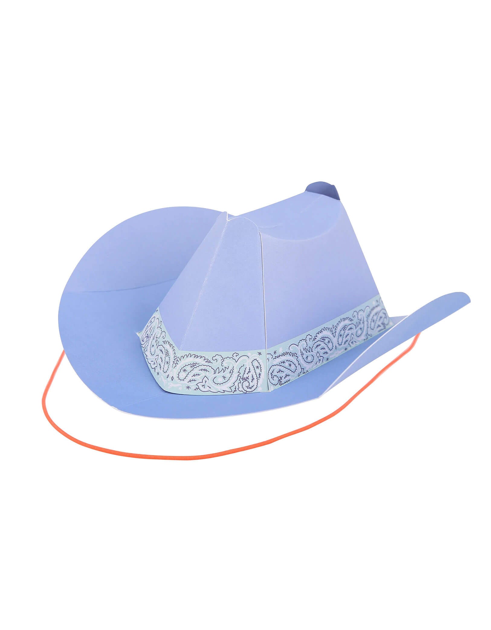 Momo Party's 6.3" Colorful Mini Western Party Hat in blue by Meri Meri. Comes in a set of 8 in 8 different colors, these adorable paper hats in the classic cowboy hat shape bring a touch of the frontier to your Western themed party, be it birthdays, country music gatherings, or barbecues. They're suitable for cowgirls and cowboys of all ages. Add them to the table for instant decoration and watch your guests have a rootin' tootin' good time wearing them.