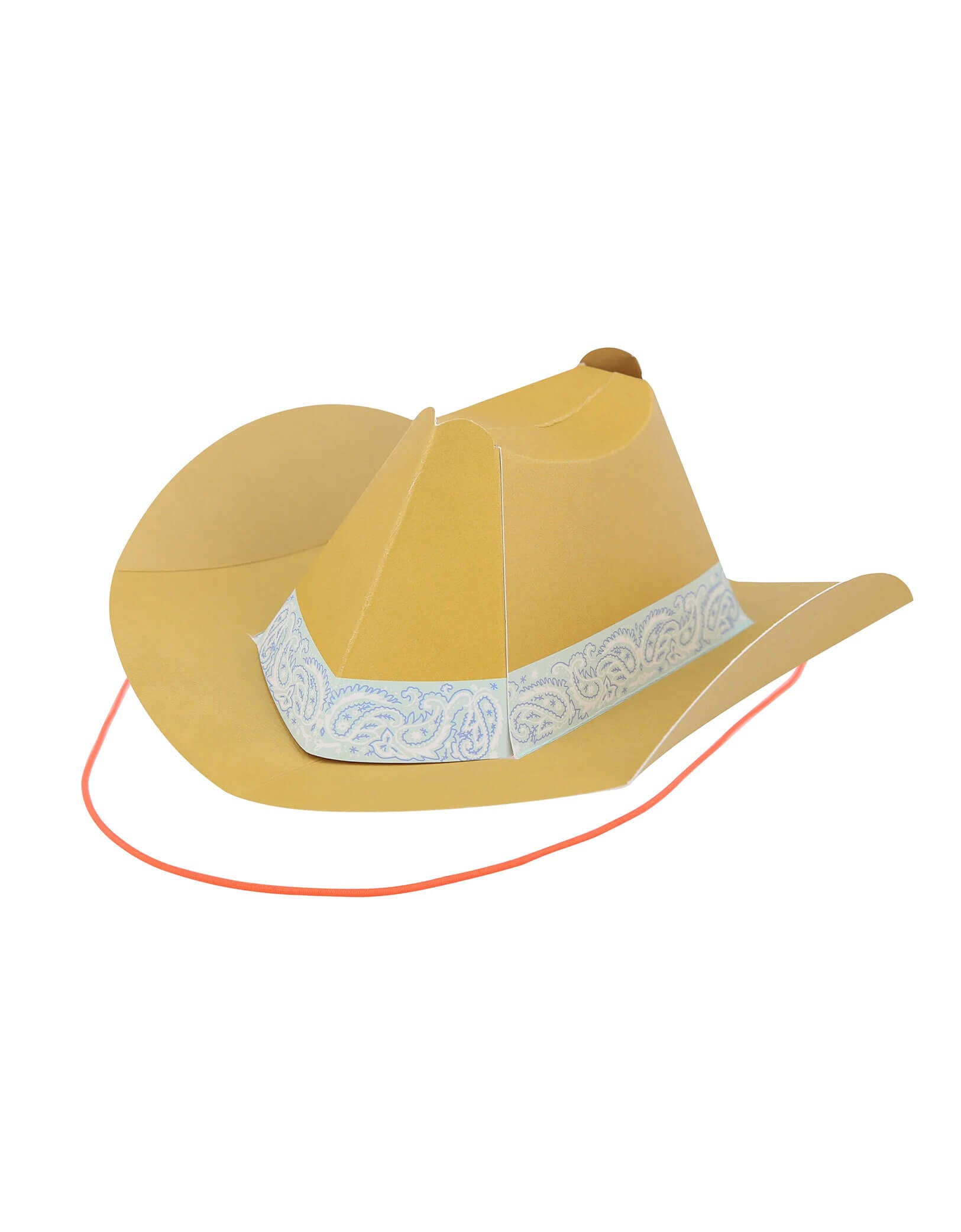 Momo Party's 6.3" Colorful Mini Western Party Hat in yellow by Meri Meri. Comes in a set of 8 in 8 different colors, these adorable paper hats in the classic cowboy hat shape bring a touch of the frontier to your Western themed party, be it birthdays, country music gatherings, or barbecues. They're suitable for cowgirls and cowboys of all ages. Add them to the table for instant decoration and watch your guests have a rootin' tootin' good time wearing them.