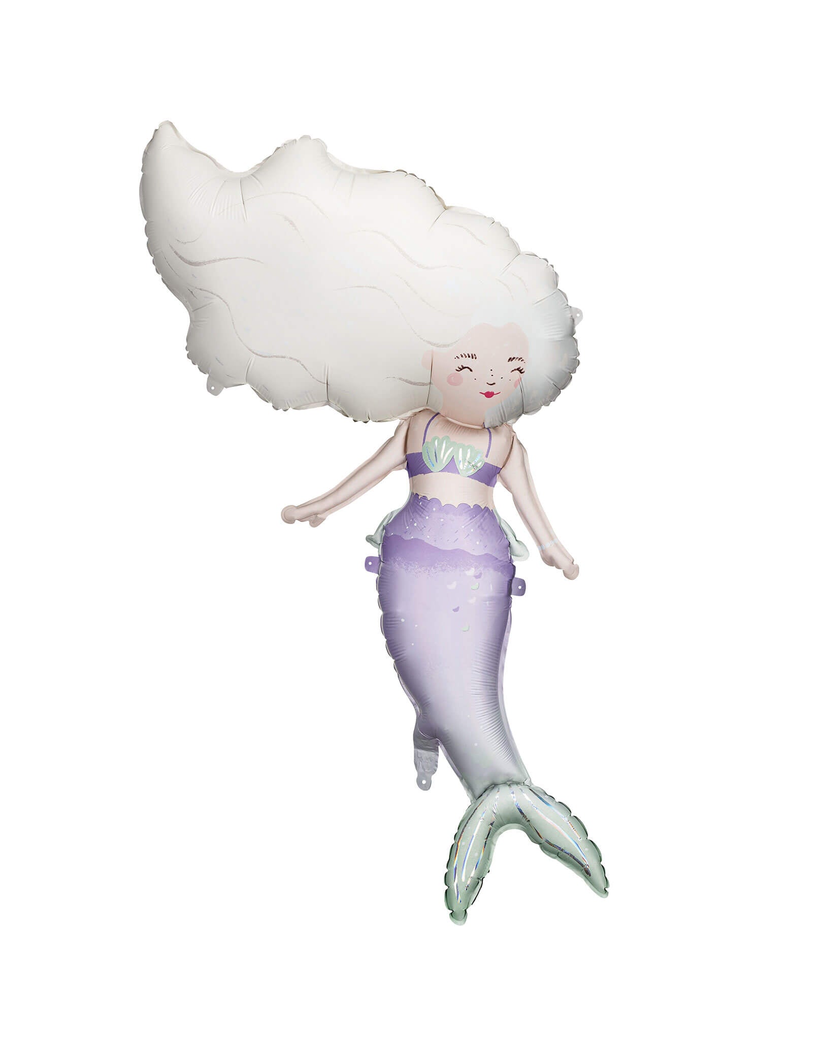Momo Party's 26" x 43" mermaid shaped foil balloon by Party Deco. Make a splash at your next party with this beautiful mermaid foil balloon! This magical and enchanting balloon is a must-have for any under the sea or whimsical themed event. Get ready to dive into a sea of fun with this playful party balloon!