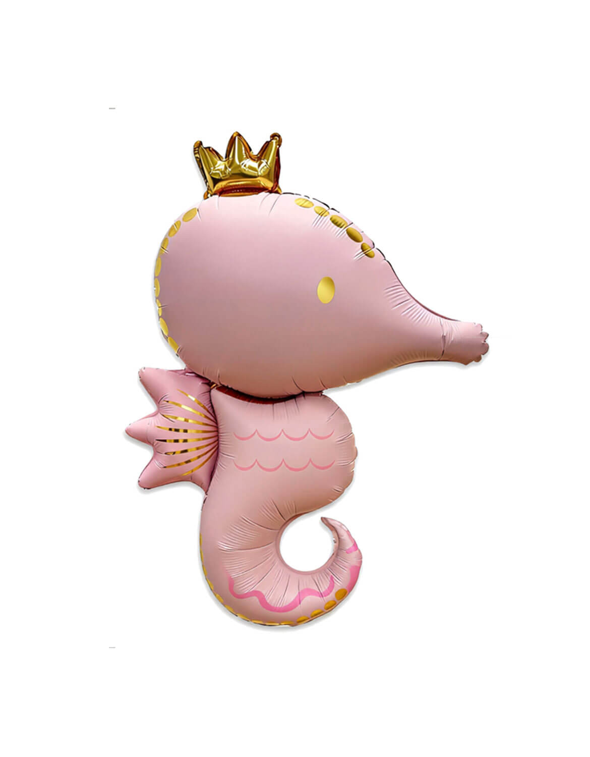 Momo Party's 42" Pink Seahorse Foil Balloon with a crown on a white background.