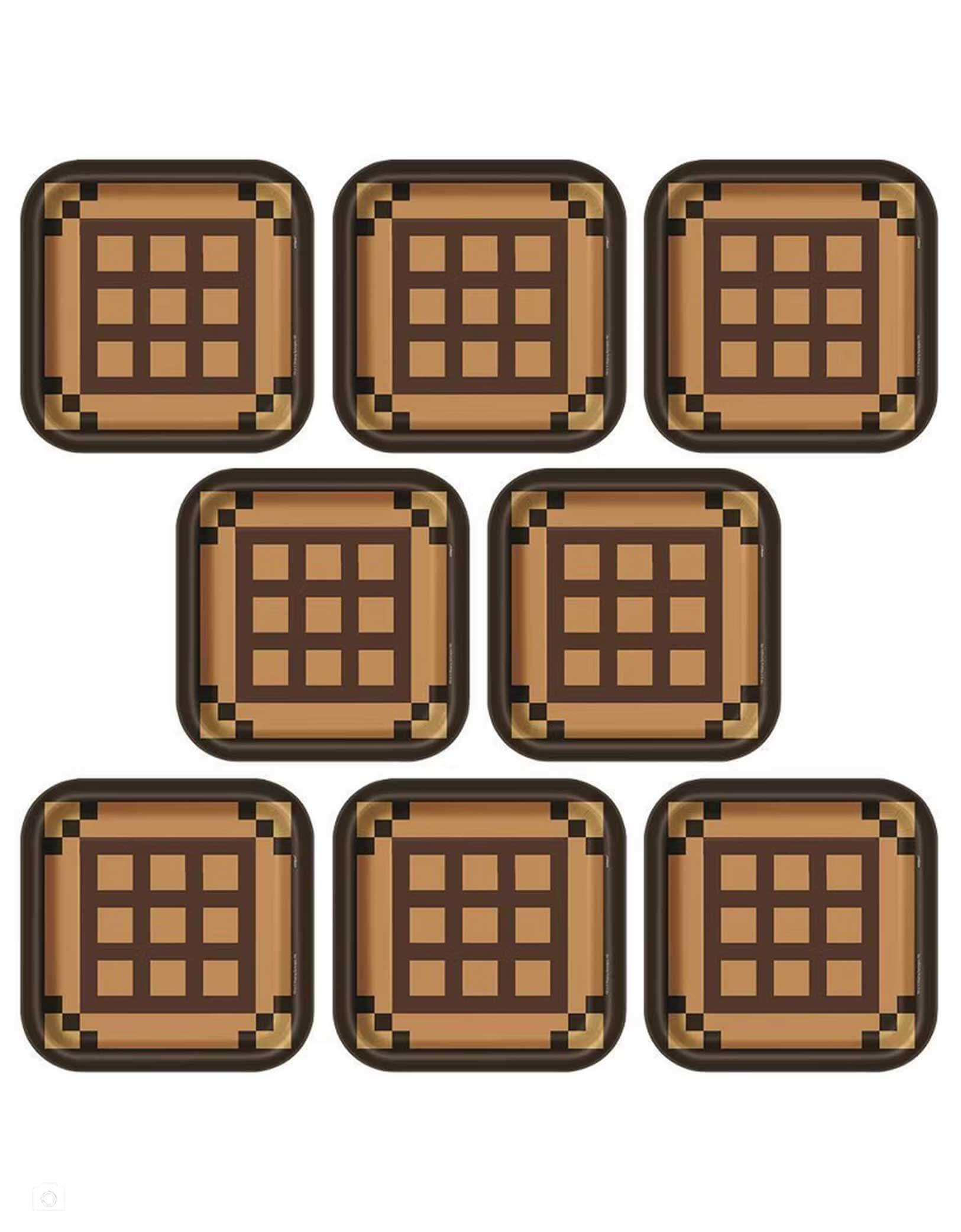 Momo Party's 8.8 inches Minecraft Brown Large Paper Plate by Unique Industry. Comes in a set of 8, these paper plates can handle everything from pizza to sandwiches and all the snacks in between. Perfect for your kid's Minecraft birthday party, these paper plates keep cleanup short and sweet. 