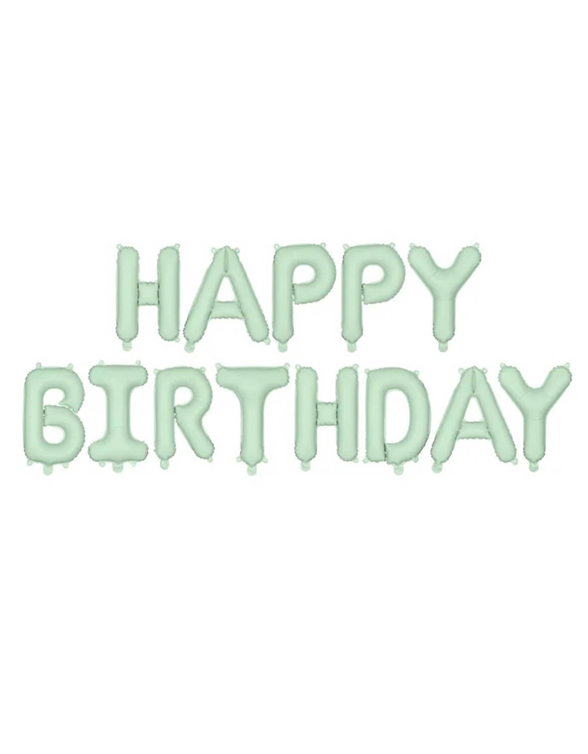 Momo Party's 14" Mint green 'Happy Birthday' balloon banner set by Party Deco on a white background.