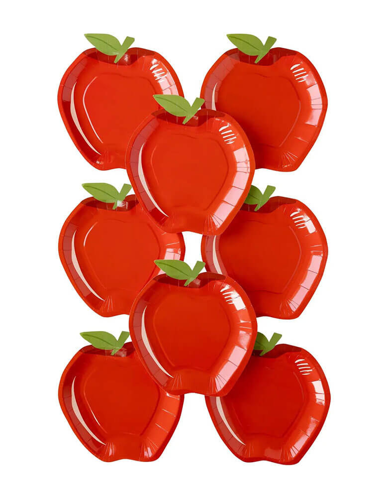 Momo Party's 9" apple shaped plates by My Mind's Eye. Comes in a set of 8, these whimsical shaped apple plates are perfect for your kid's back to school celebration. Designed to look like the perfect teacher's apple, this plates are the perfect addition to any back to school celebrations, or a fun way to share a plate full of goodies with you favorite new teacher and classmates!