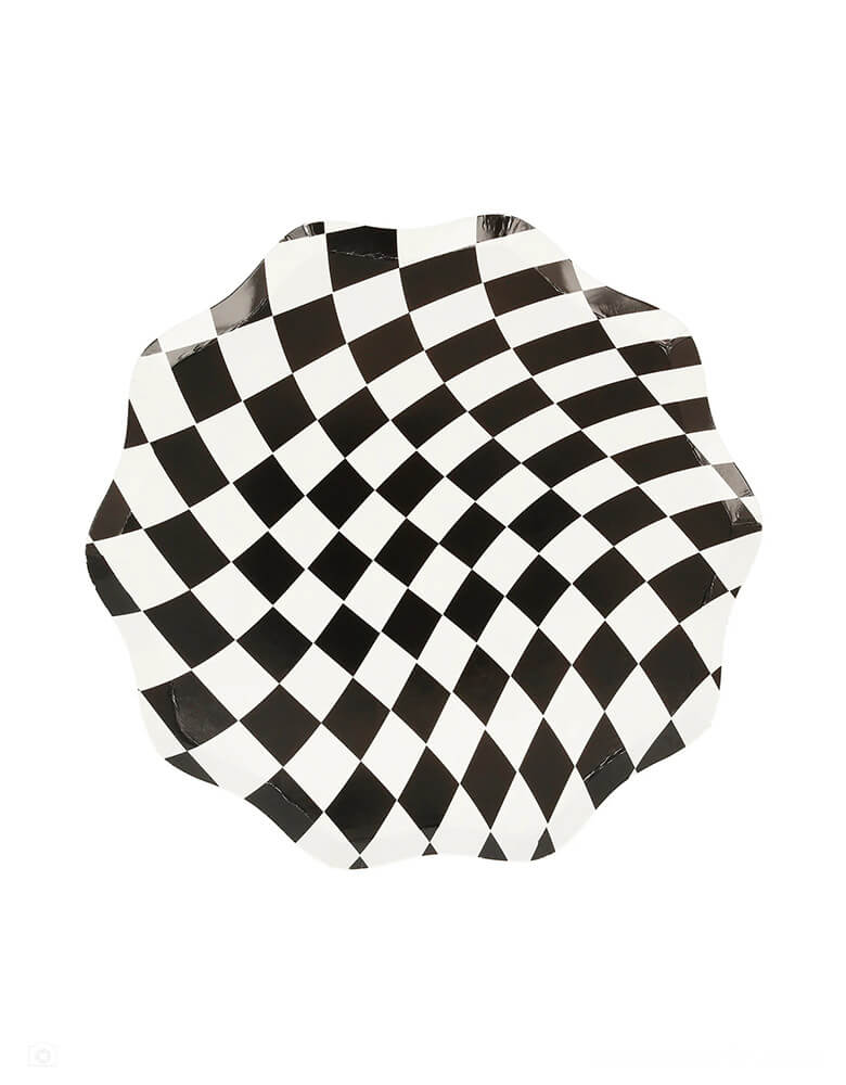 Momo Party's 8.5" Halloween Checker Side Plates by Meri Meri. Comes in a set of 8 plates in three colors - the combination of orange, white and pink, with a swirling checkered pattern, gives a fabulous 60s psychedelic vibe. They're perfect for parties for all ages, and can be mixed and matched with your other Halloween tableware.