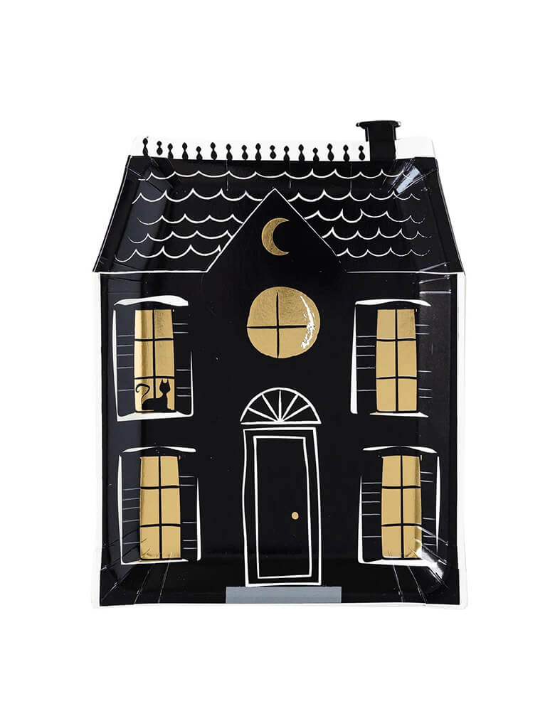Haunted Village Haunted House Shaped Paper Plates (Set of 8)