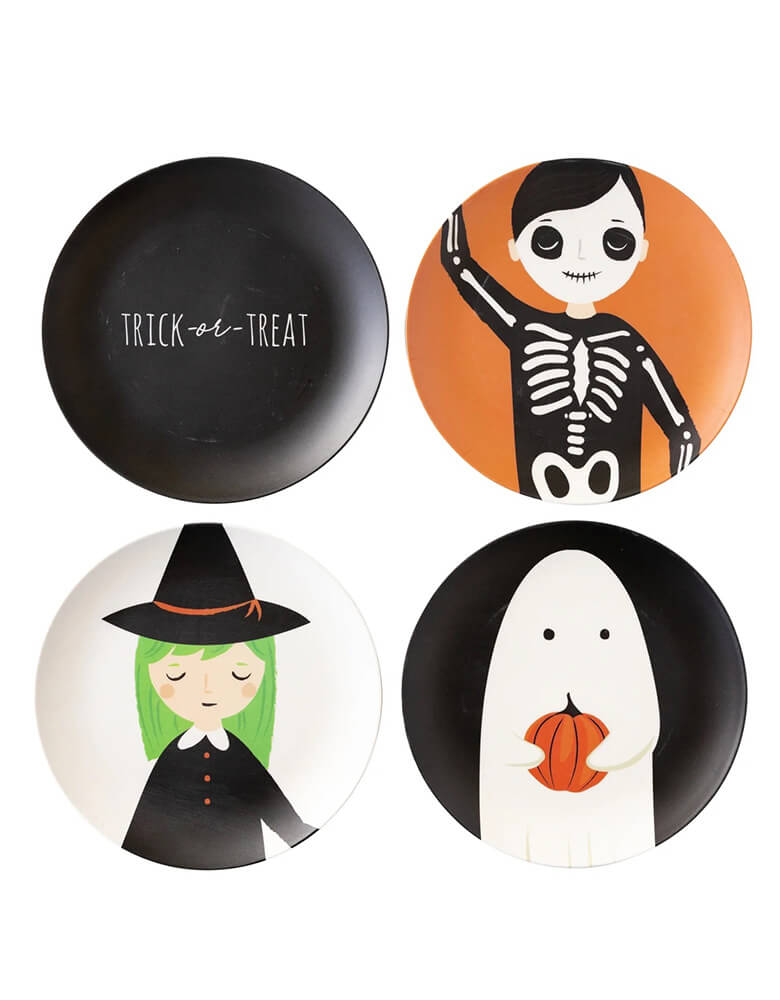Trick or Treaters Reusable Bamboo Plate Set (Set of 4)