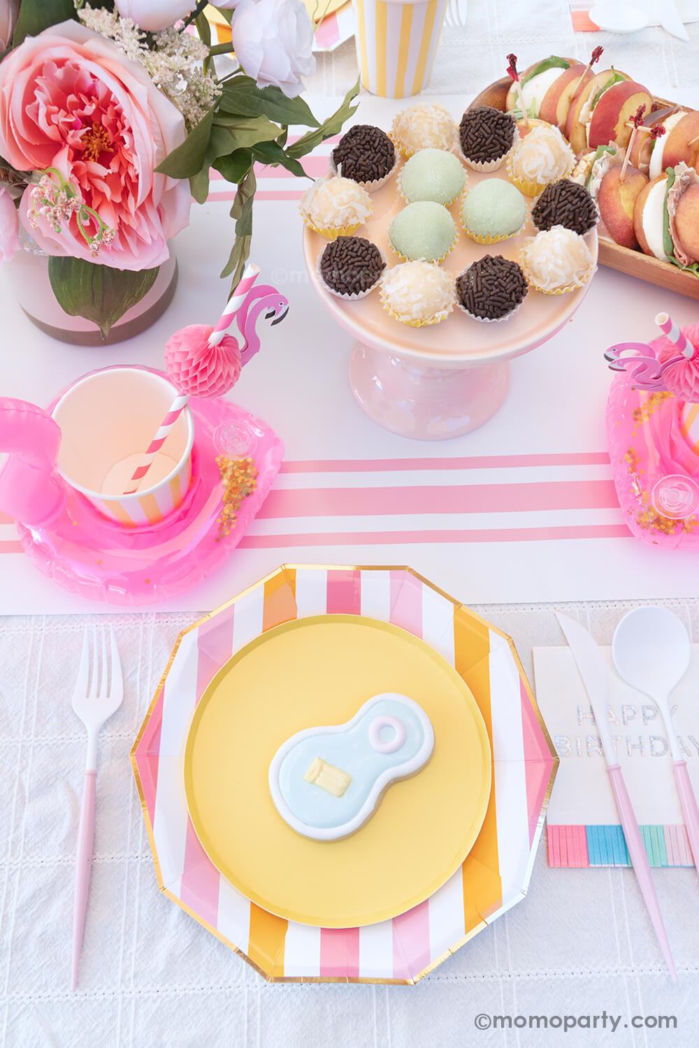 Pink Striped Table Runner