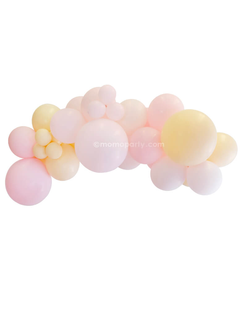 Momo Party Hocus Pocus Pink Halloween Balloon Cloud Kit. Featuring Assorted 16 inches , 11 inches & 5 inches latex balloons in pastel pink, pink and blush color. These made in USA high quality latex balloons the perfect balloon decoration for your celebration
