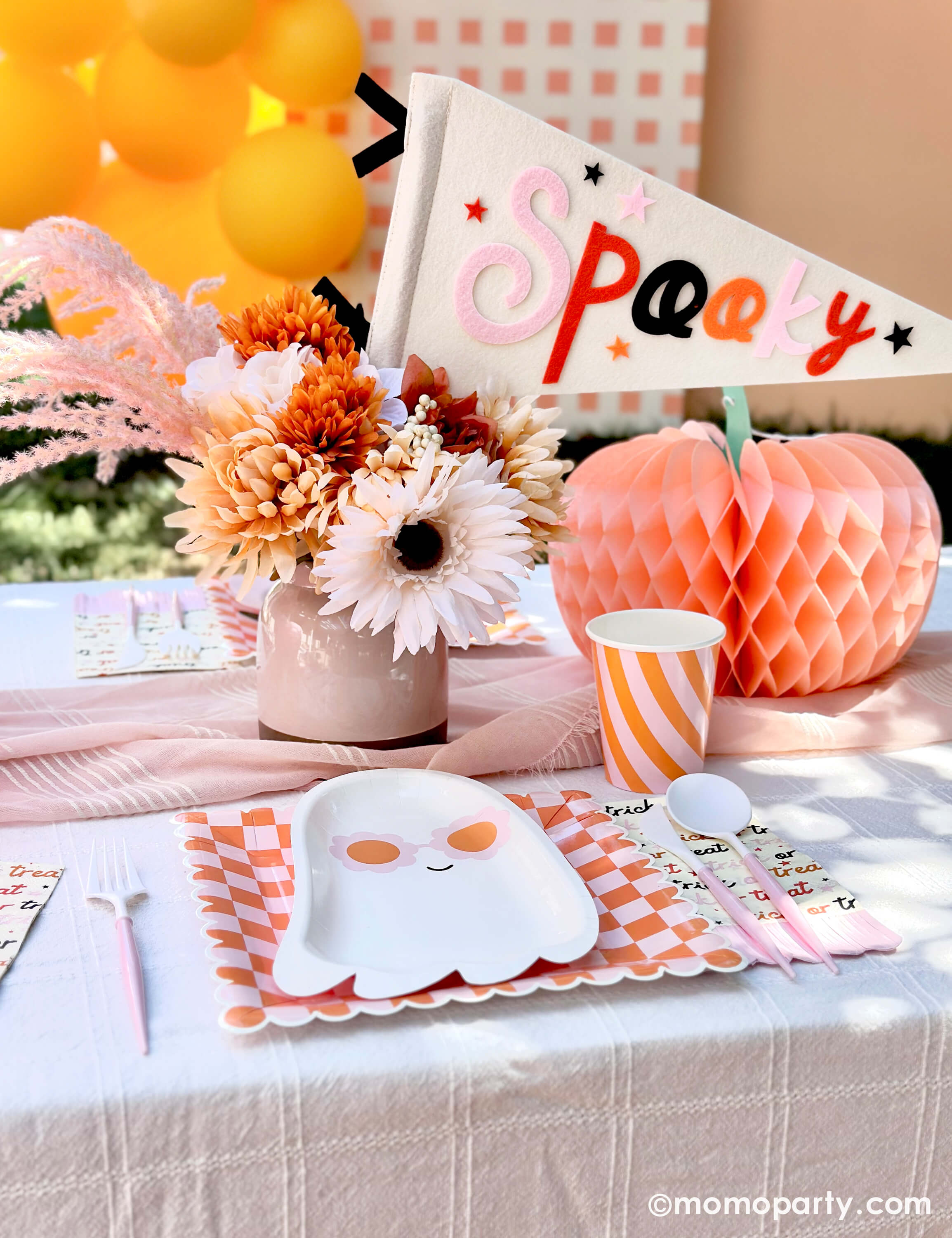 Peach Honeycomb Tissue Paper Pumpkin