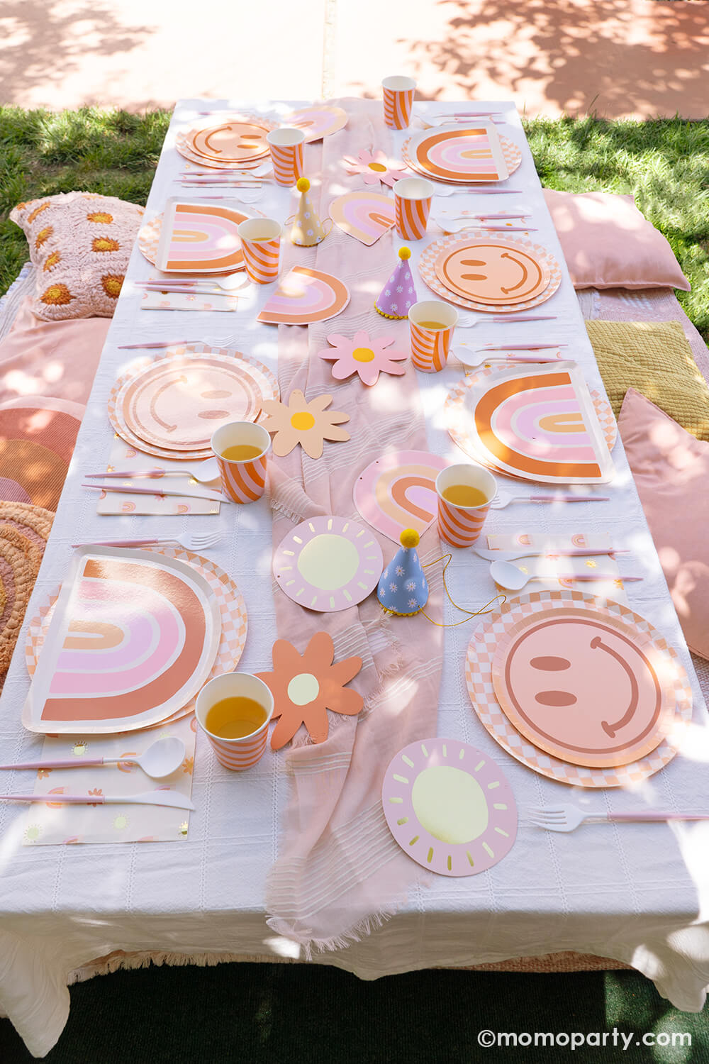 Check It! Peach Checkered Dinner Plates (Set of 8)